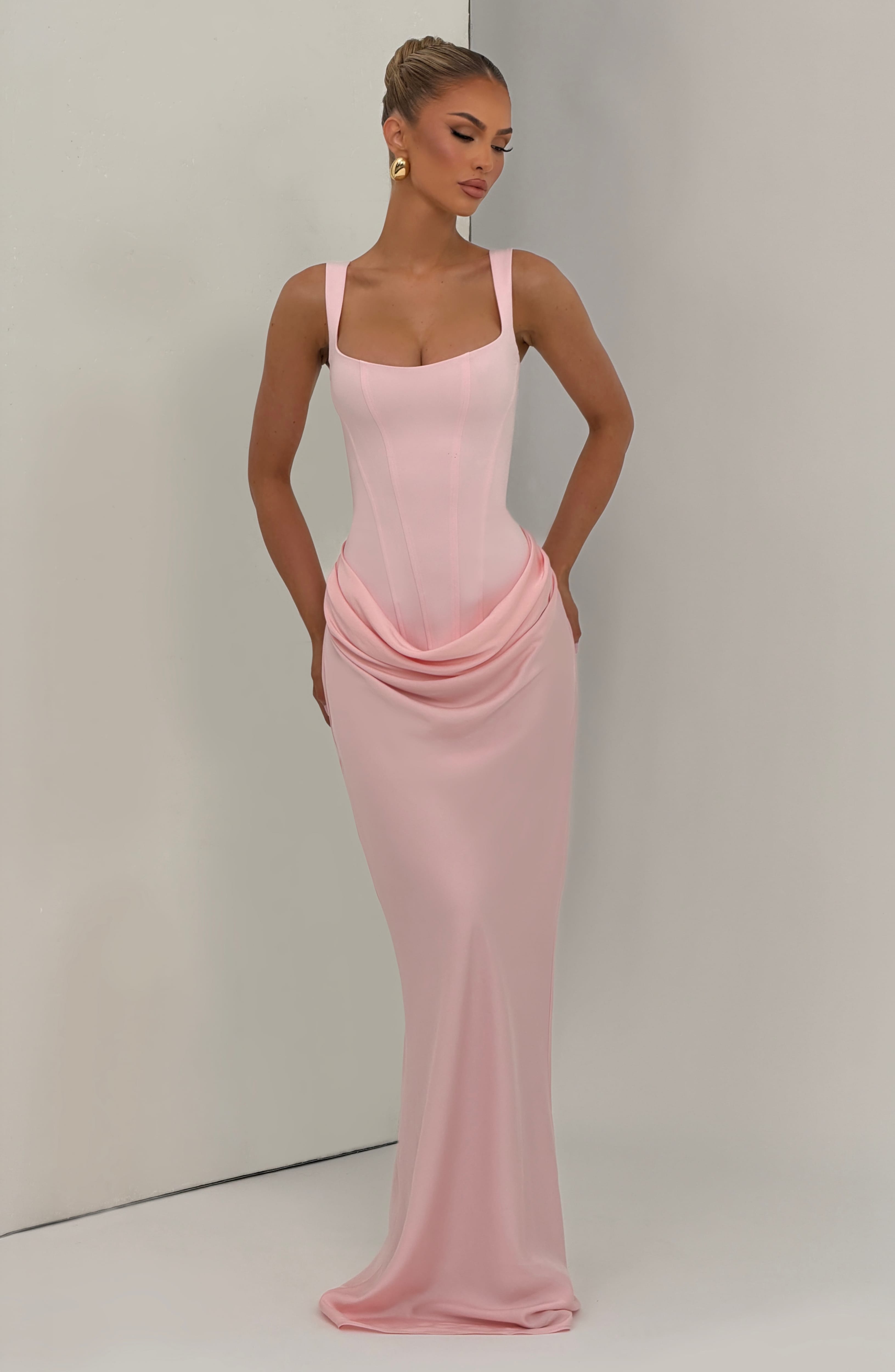 Pembe Cornelia Maxi Elbise