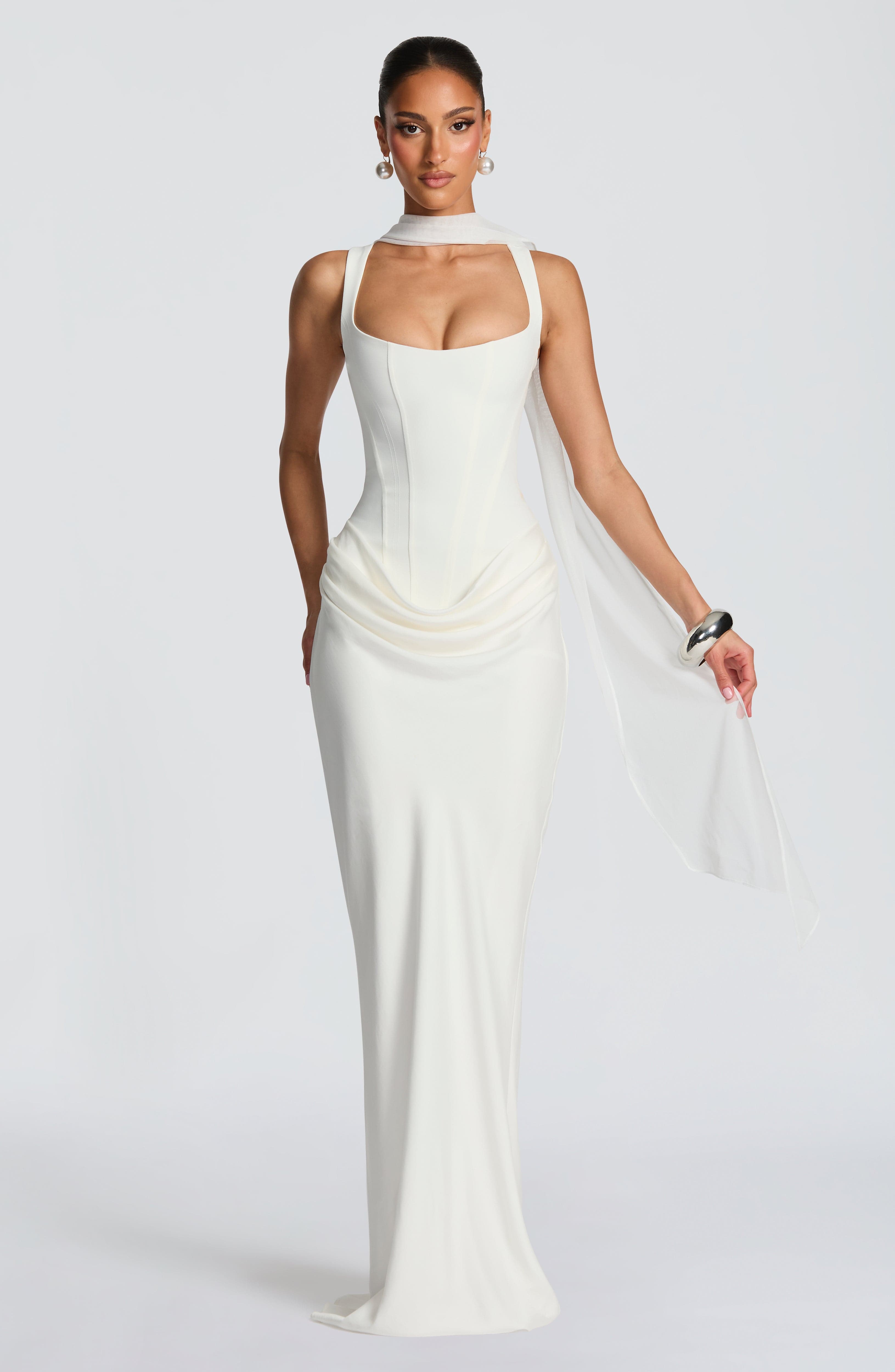 Cornelia Maxi Krem Elbise