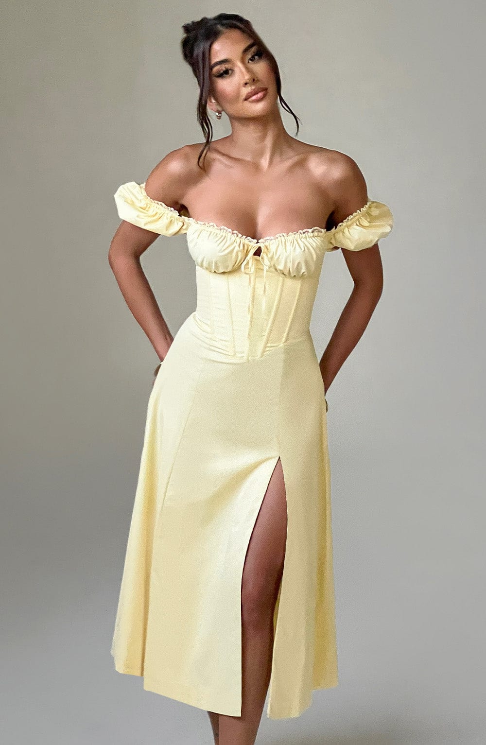 Limon Midi Elbise - Courtney Modeli