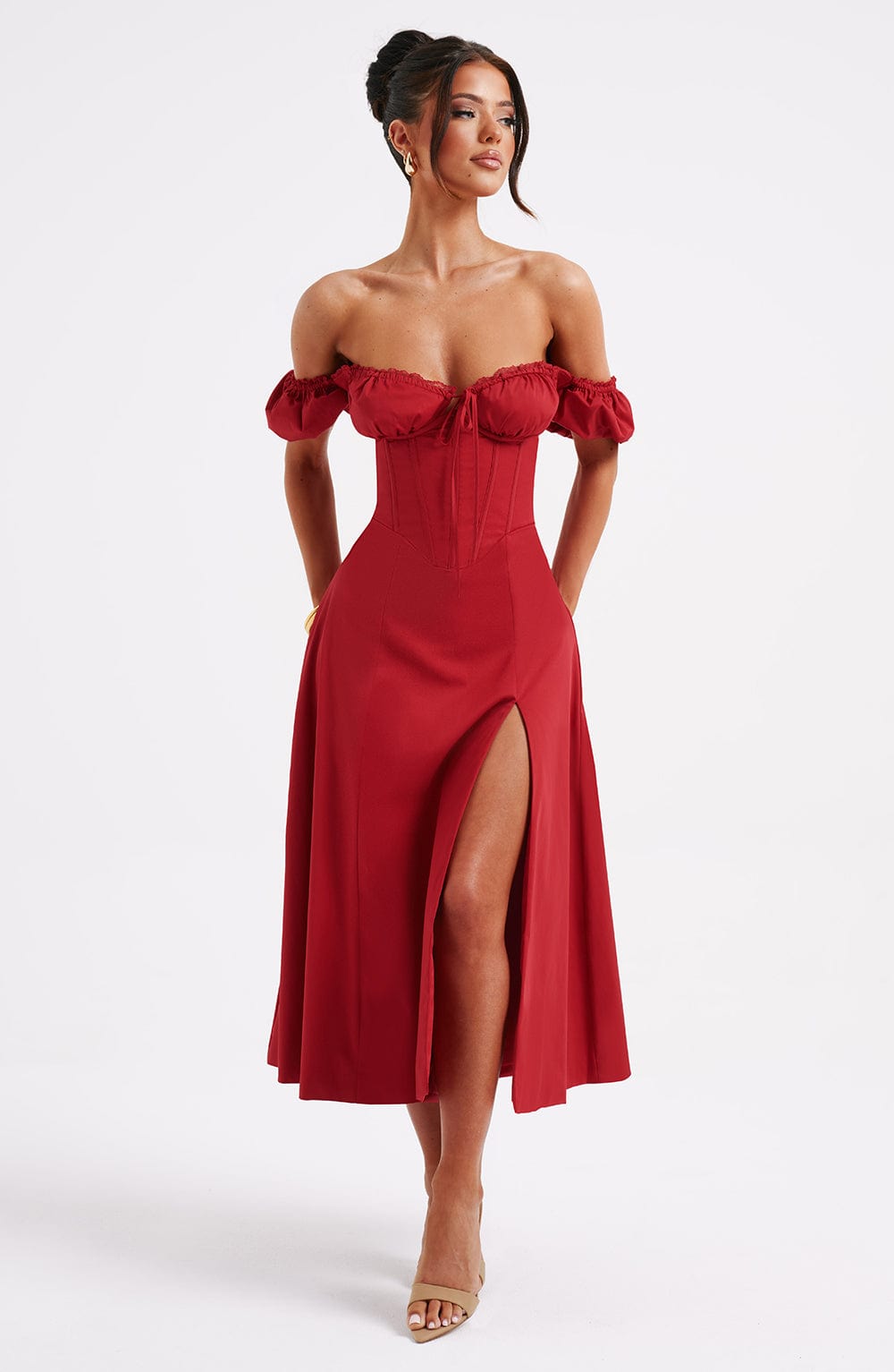 Kırmızı Courtney Midi Elbise