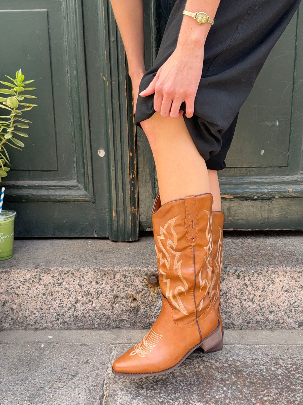 Cille Kahverengi Cowboy Botları