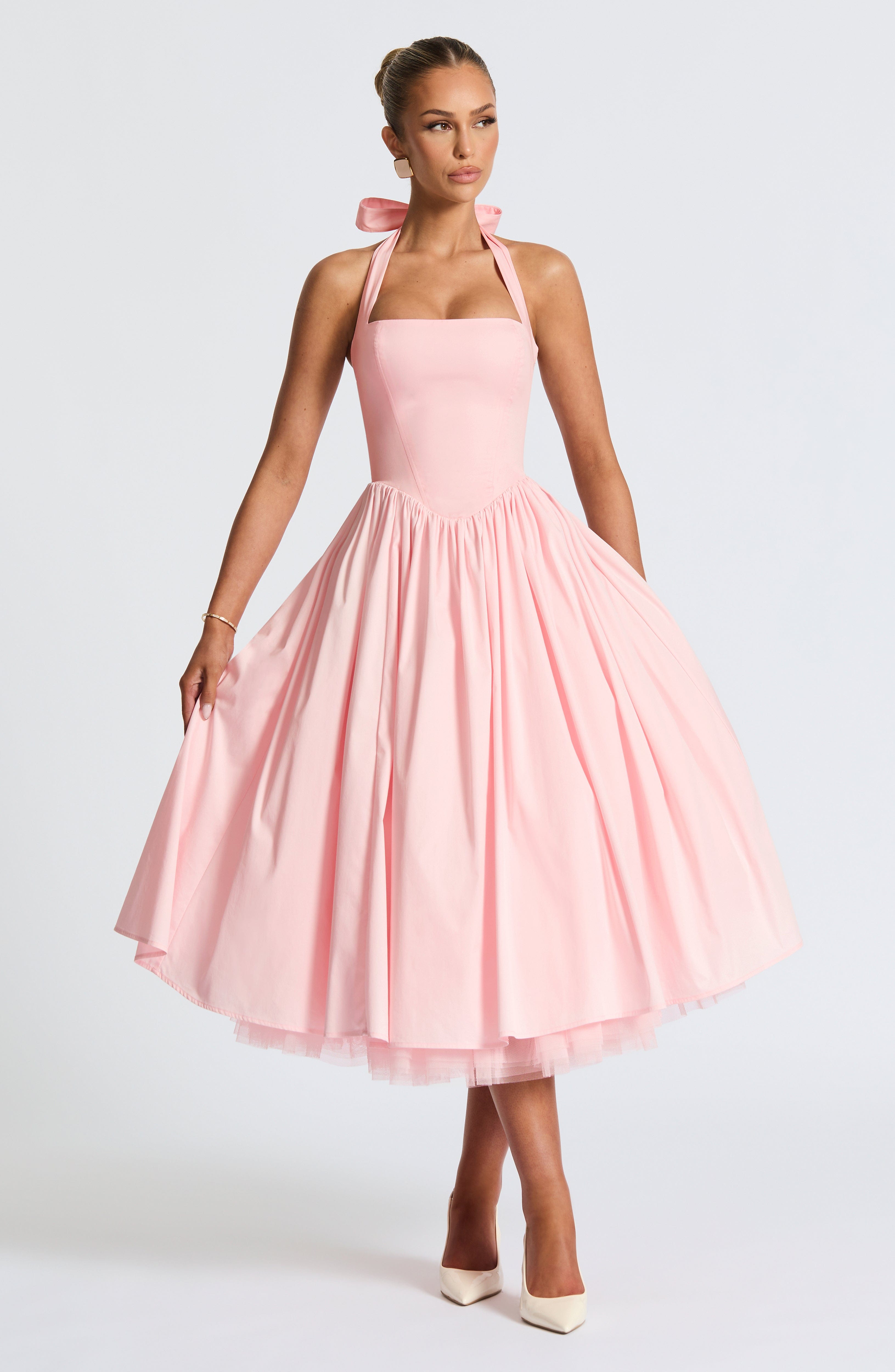 Cressida Pembe Midi Elbise