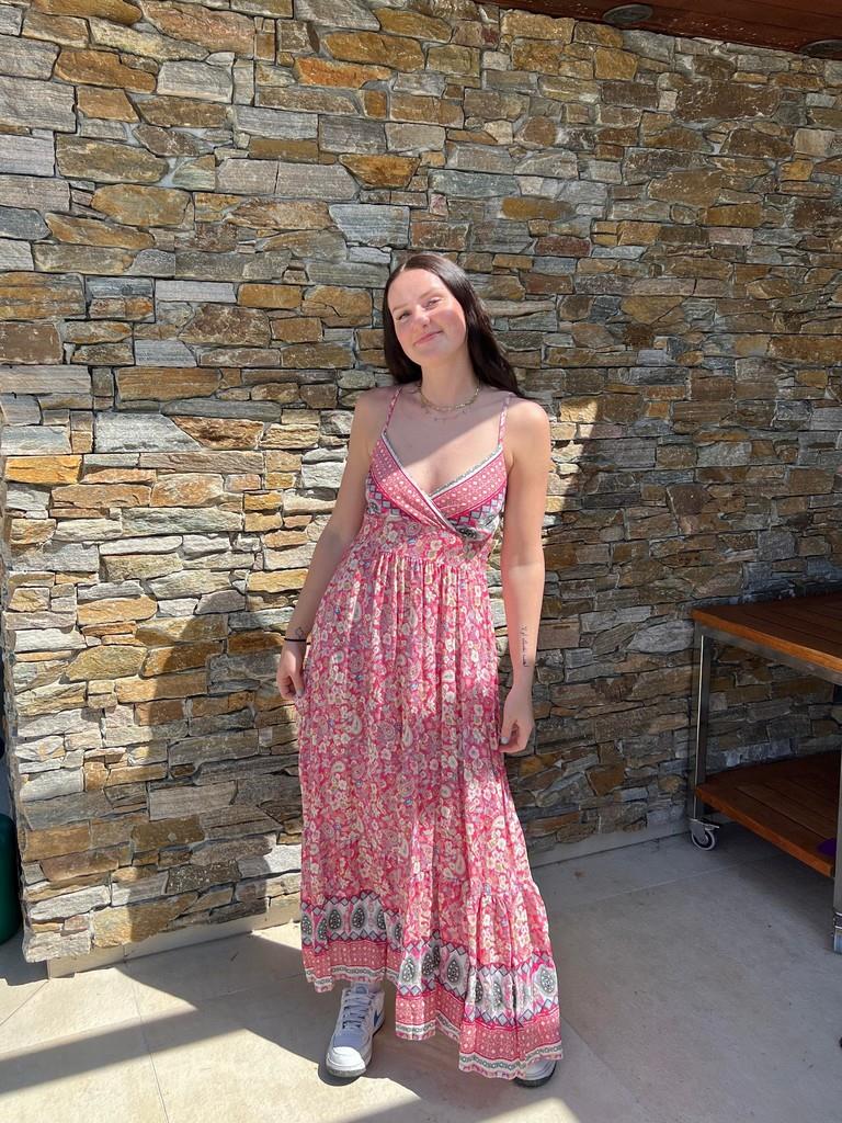 Anastasia Desenli Pembe Maxi Elbise
