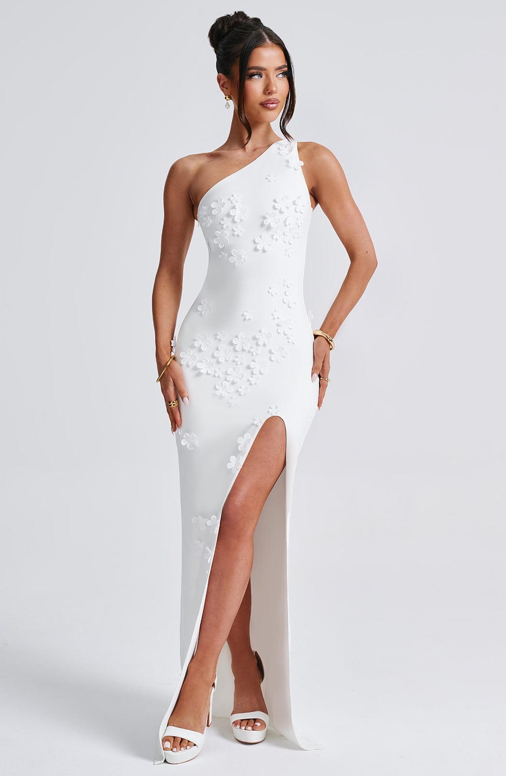 Cynthia Maxi Krem Elbise