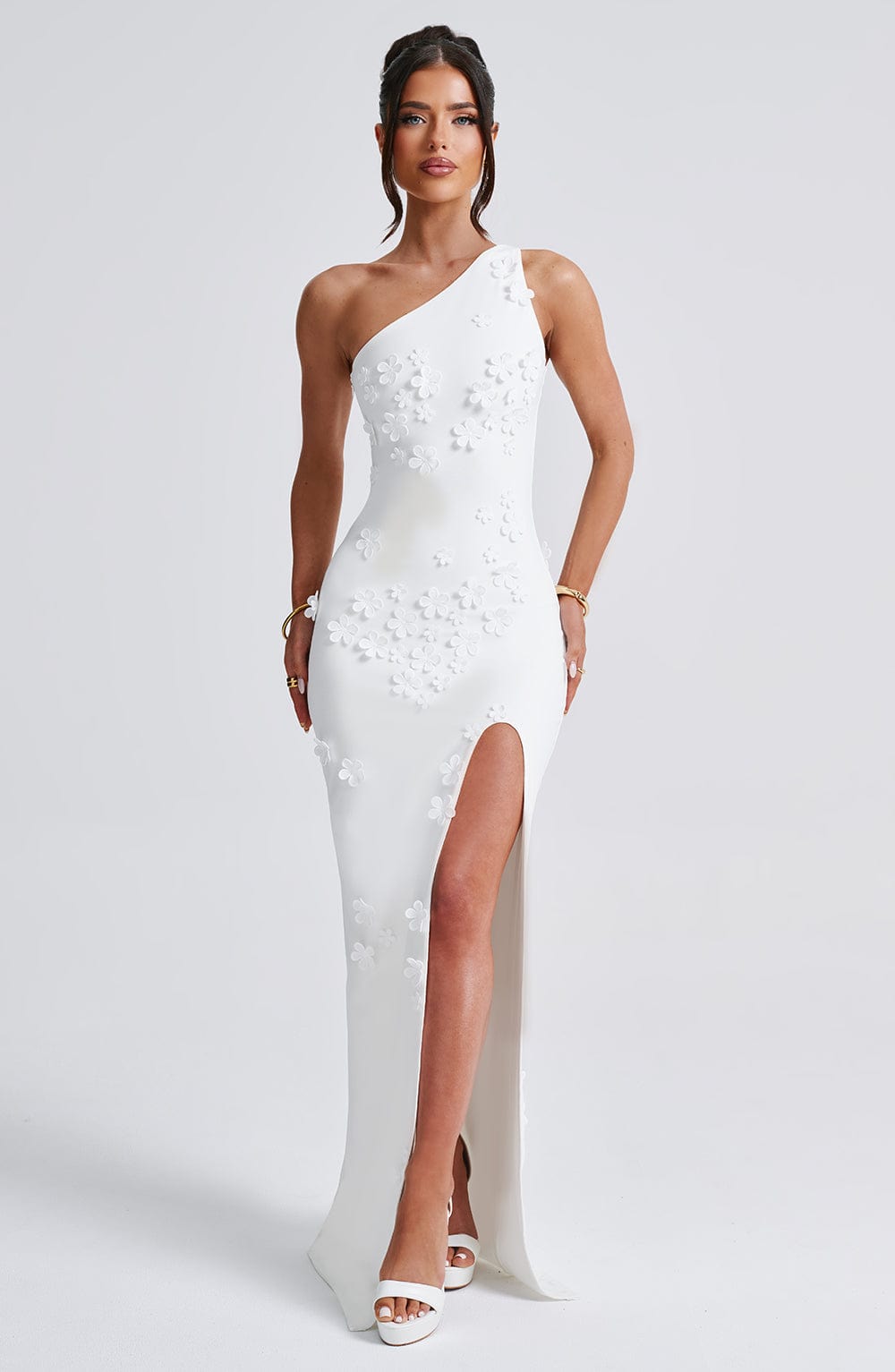 Cynthia Maxi Krem Elbise