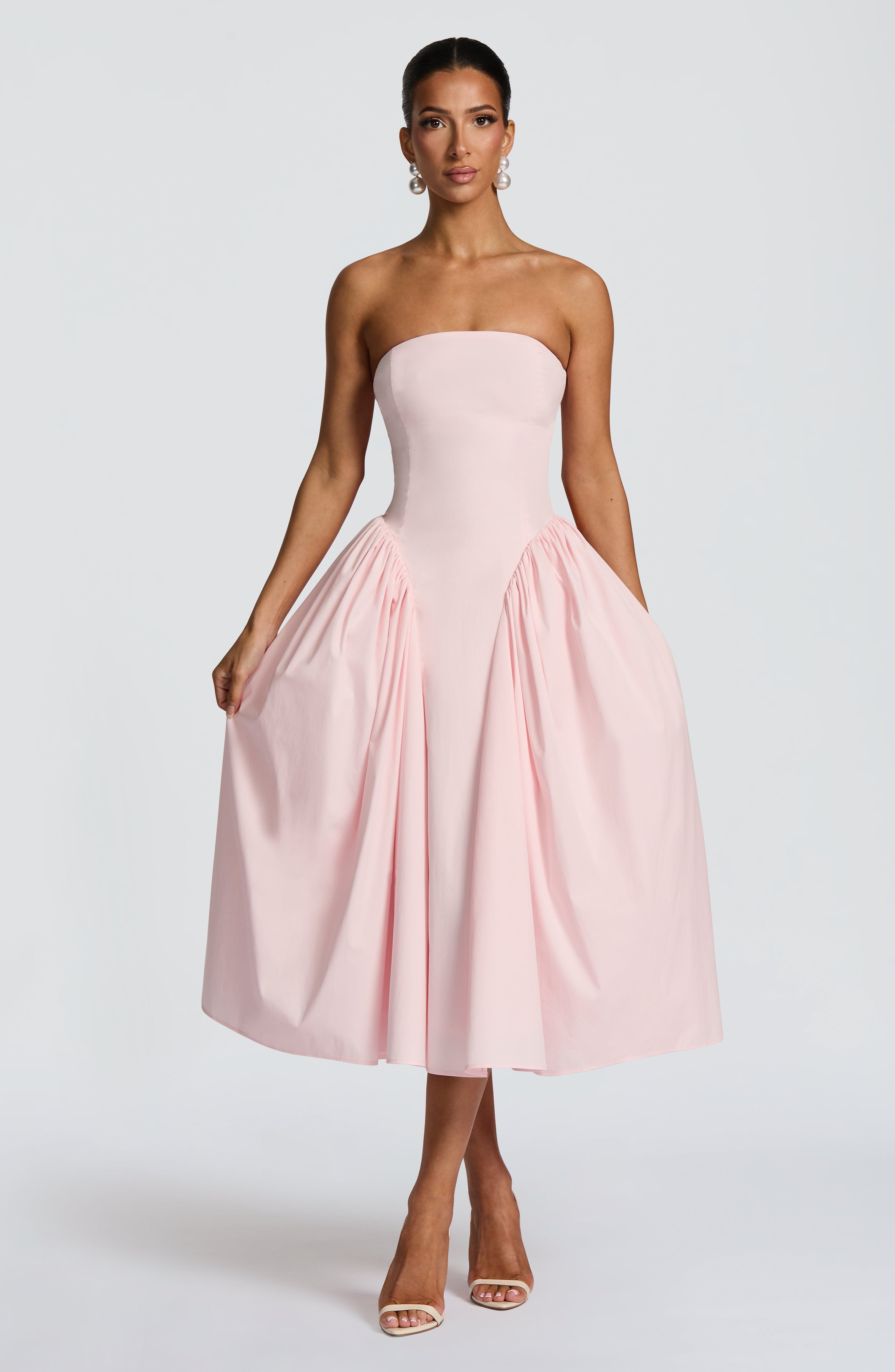 Pembe Darla Midi Elbise