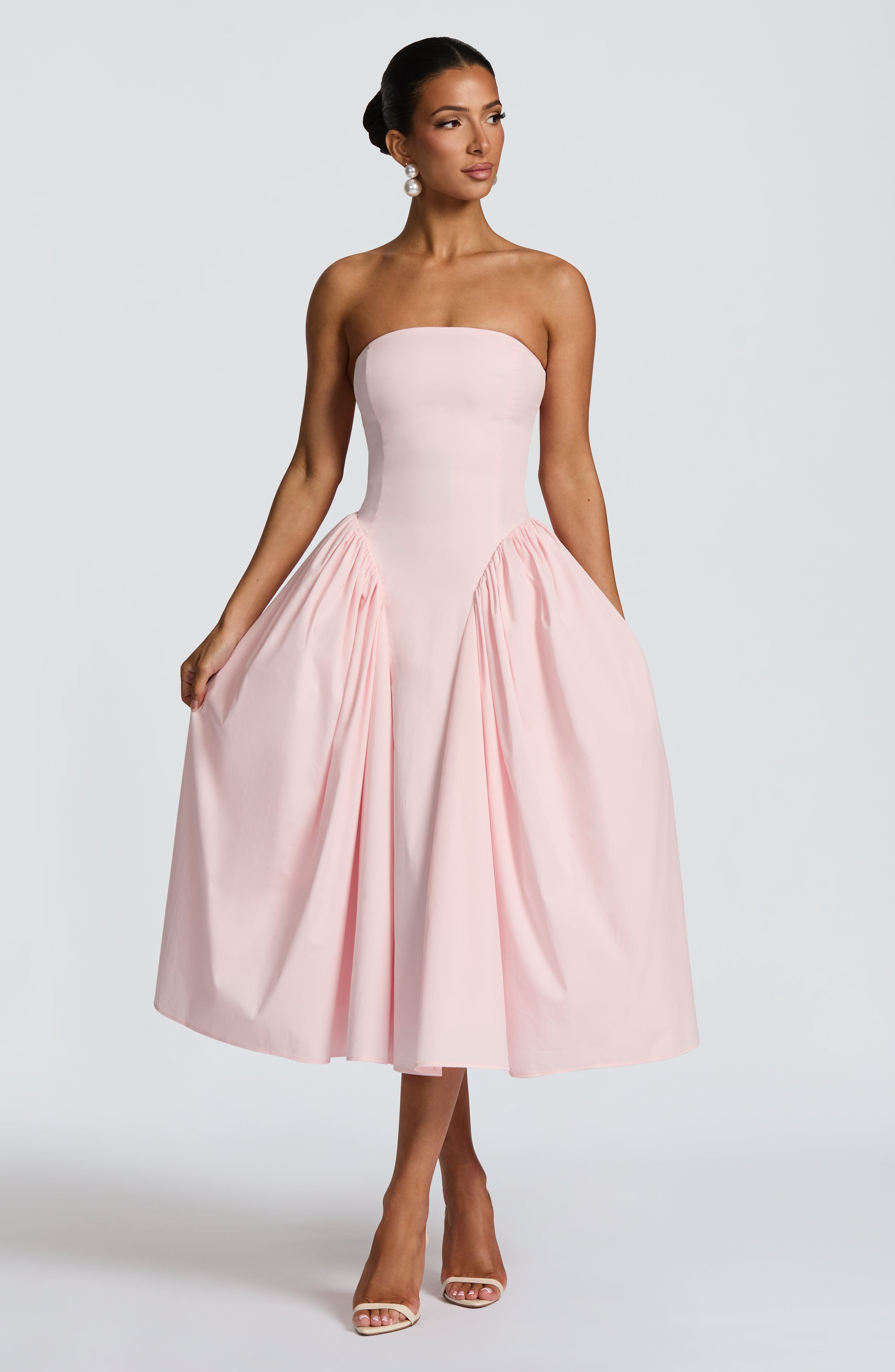 Pembe Darla Midi Elbise