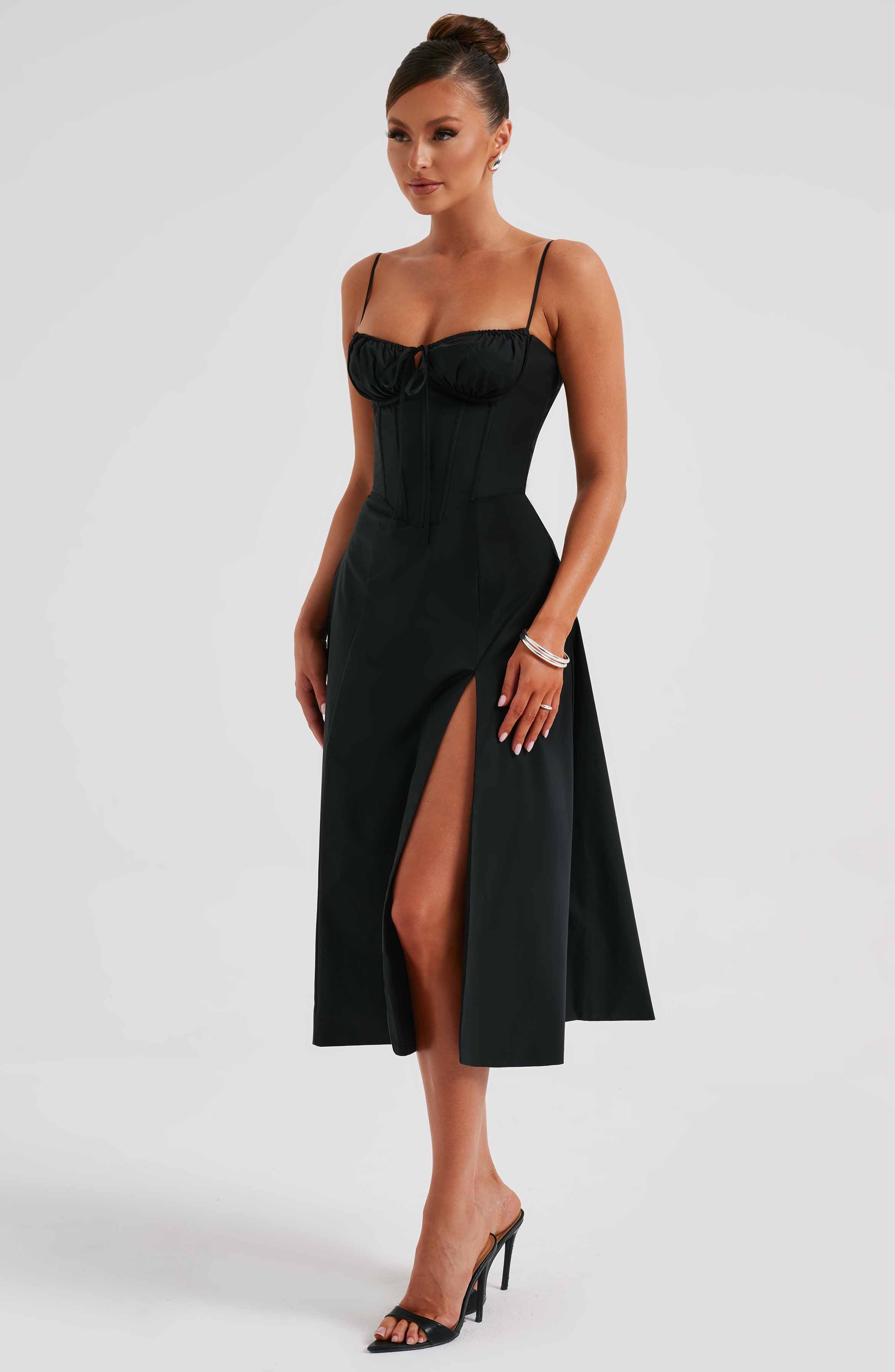 Deanna Midi Siyah Elbise