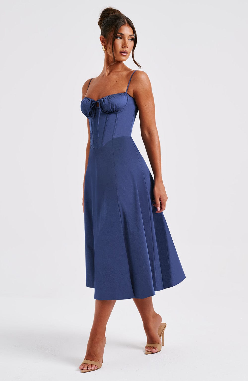 Deanna Lacivert Midi Elbise