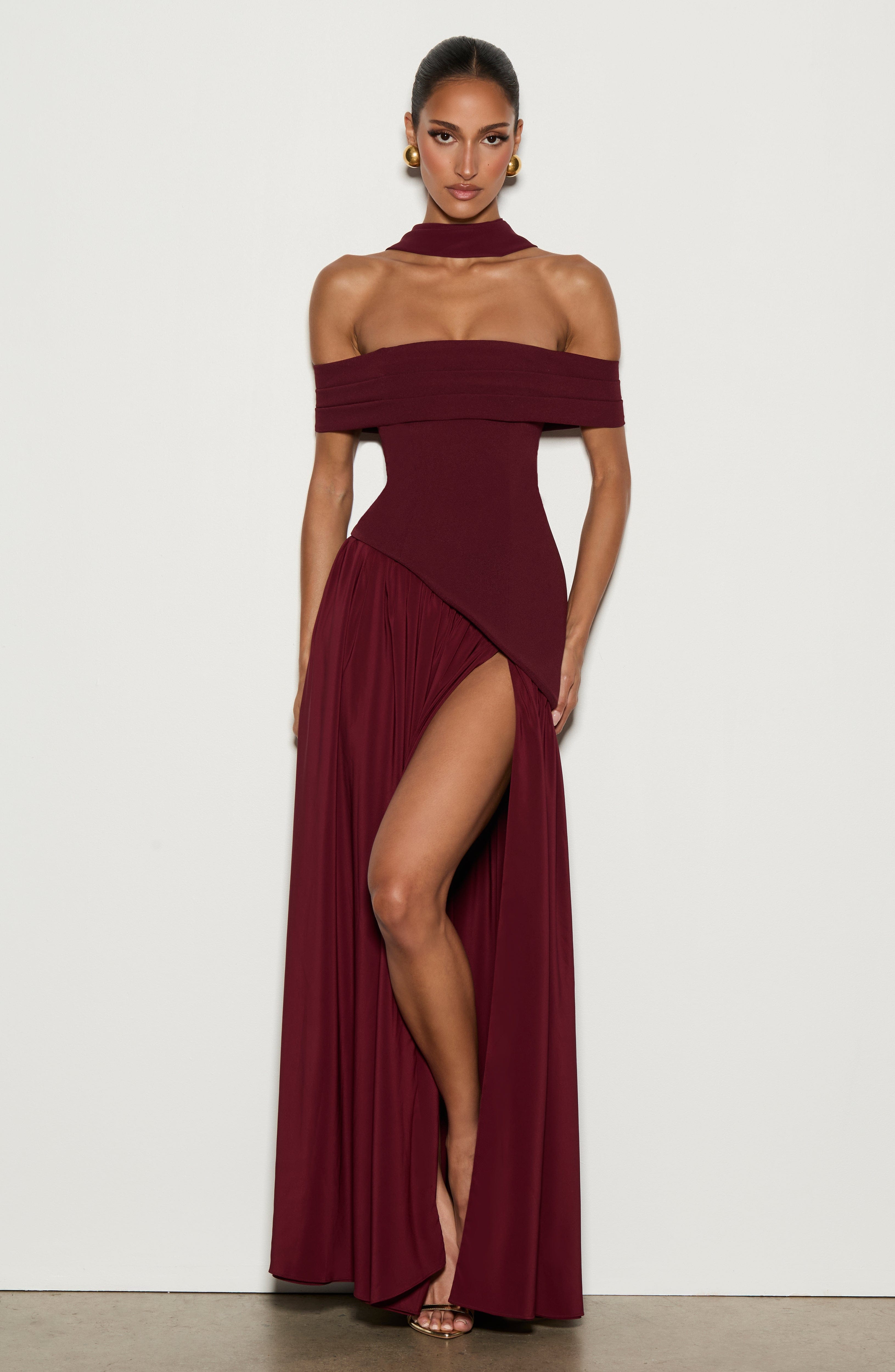 Delilah Maxi Elbise - Parlak Kiraz Rengi