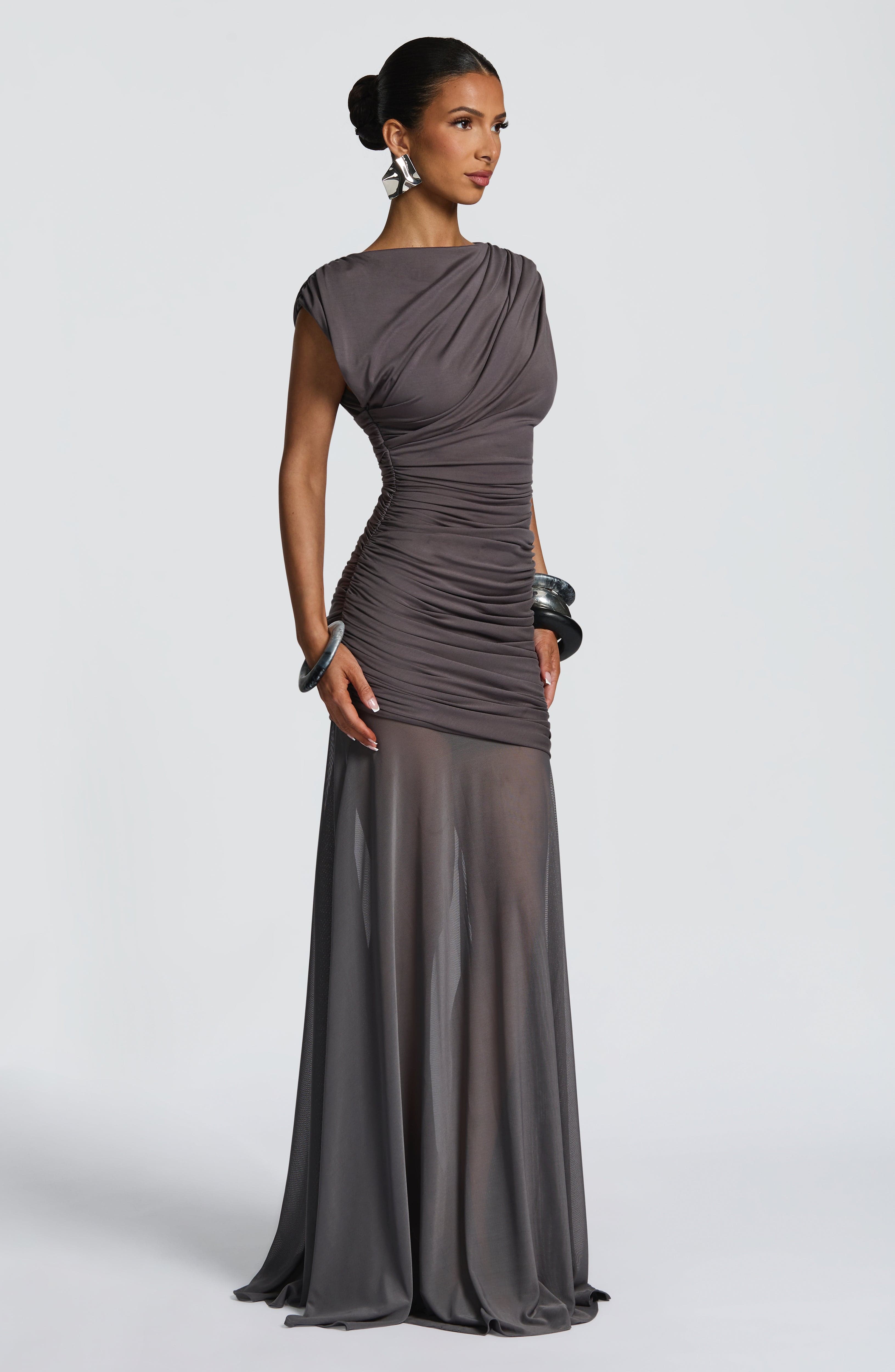 Demelza Maxi Antrasit Elbise