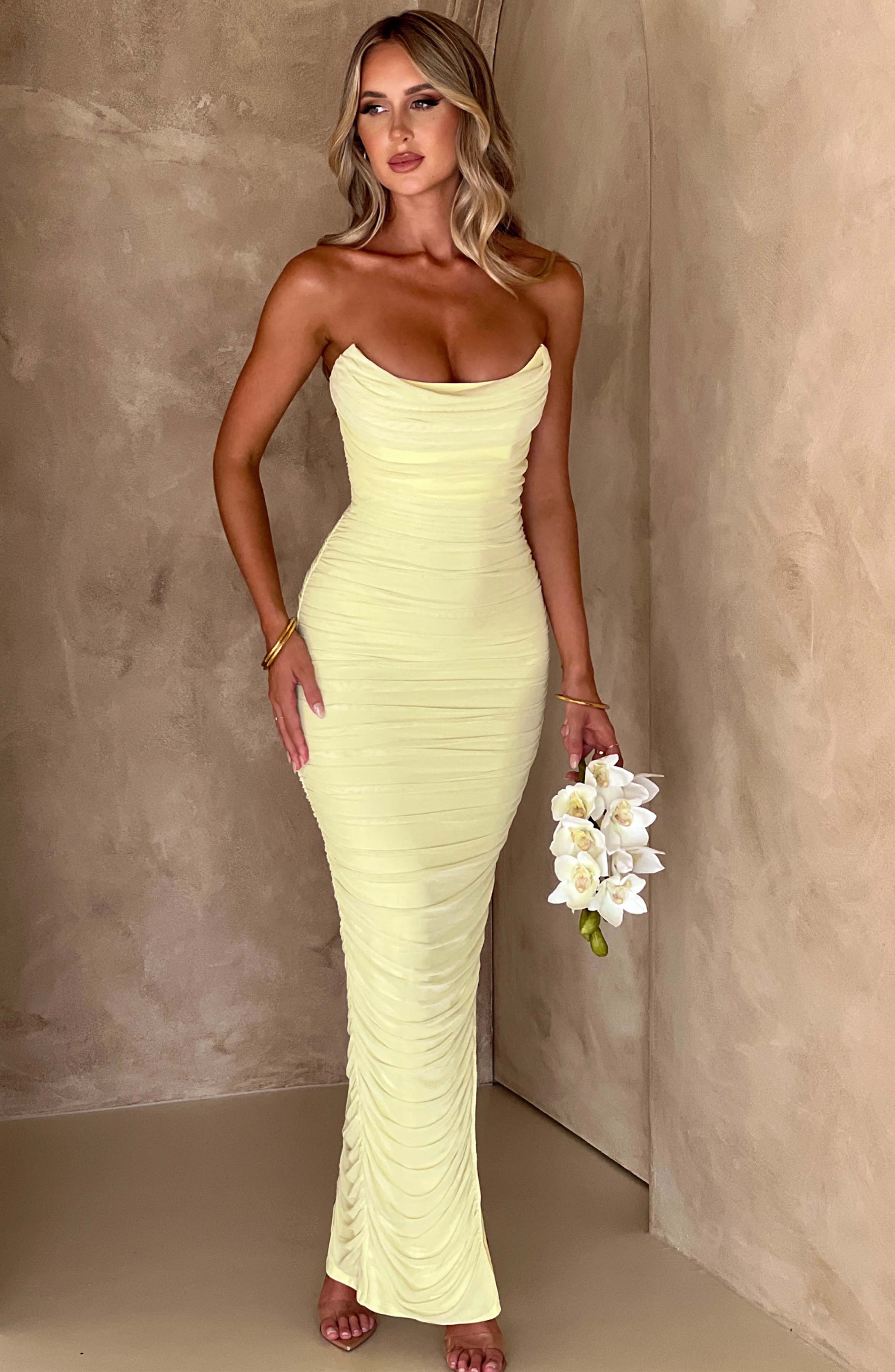 Yazlık Maxi Elbise - Limon Yeşili
