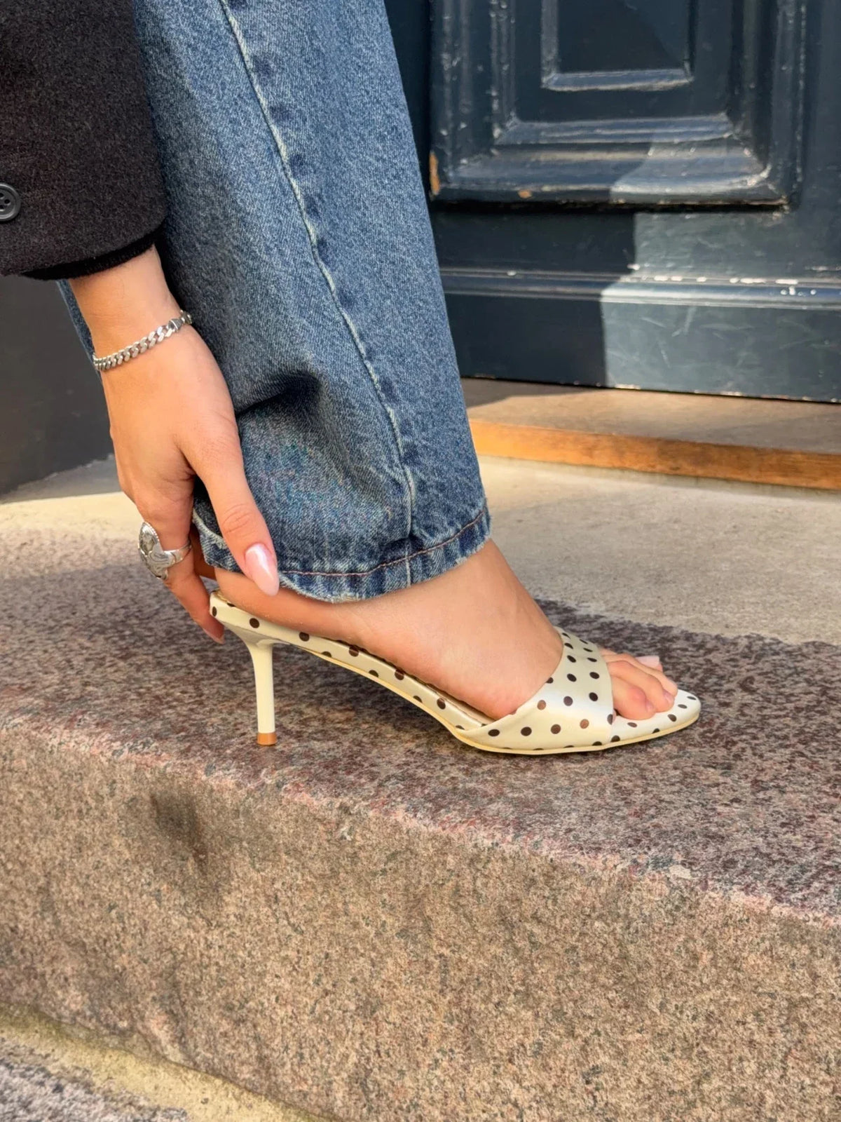 Krem Kahverengi Dottie Mules