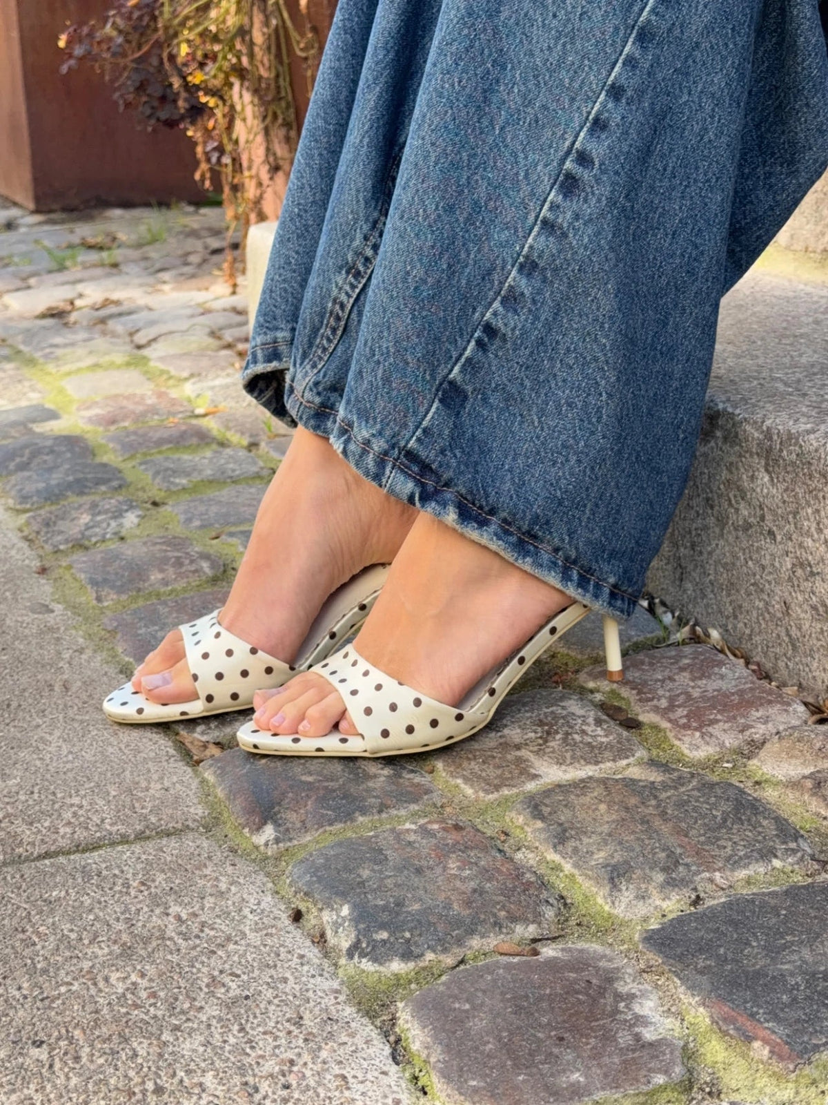 Krem Kahverengi Dottie Mules