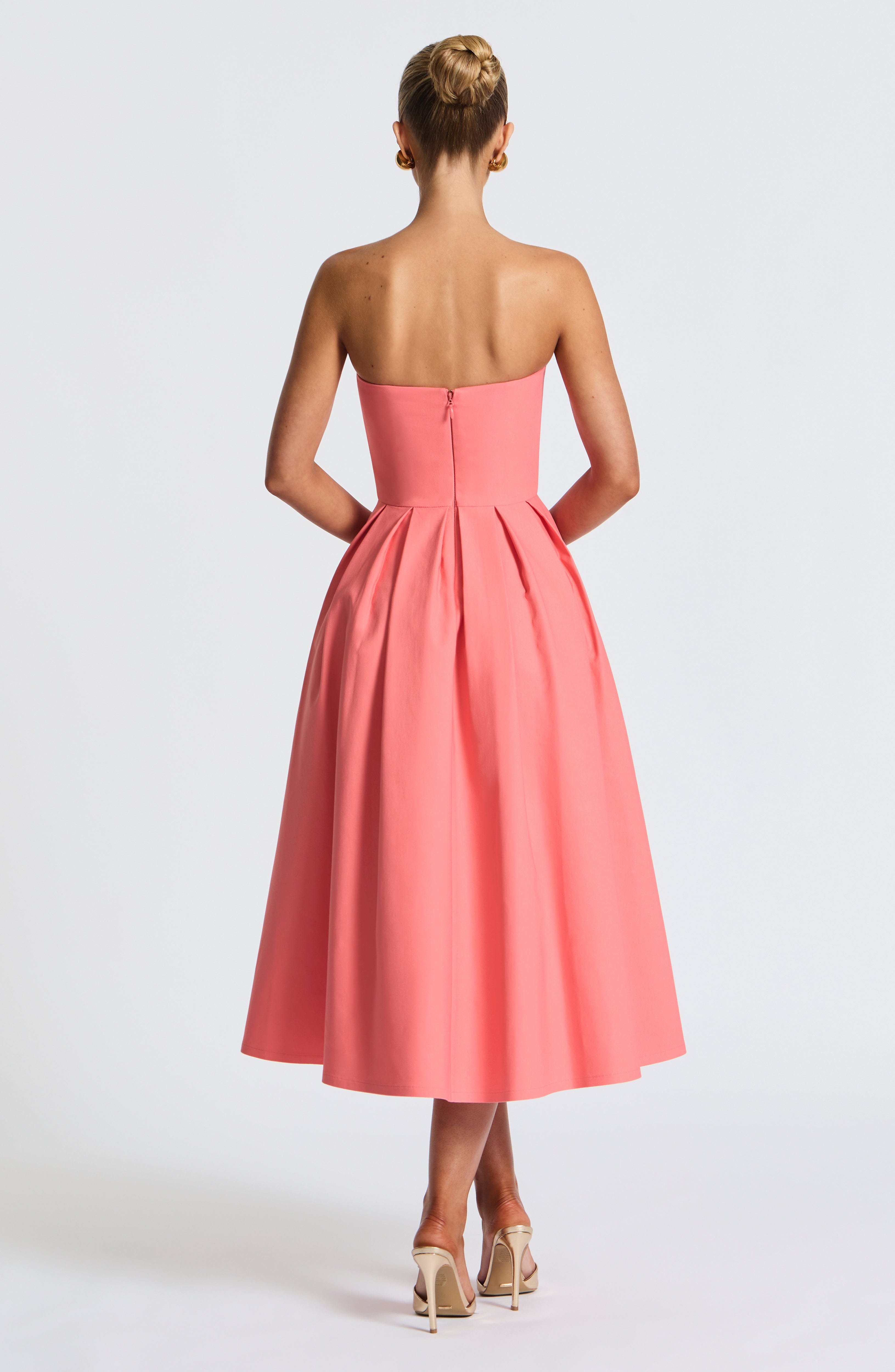 Mercan Pembe Edith Midi Elbise