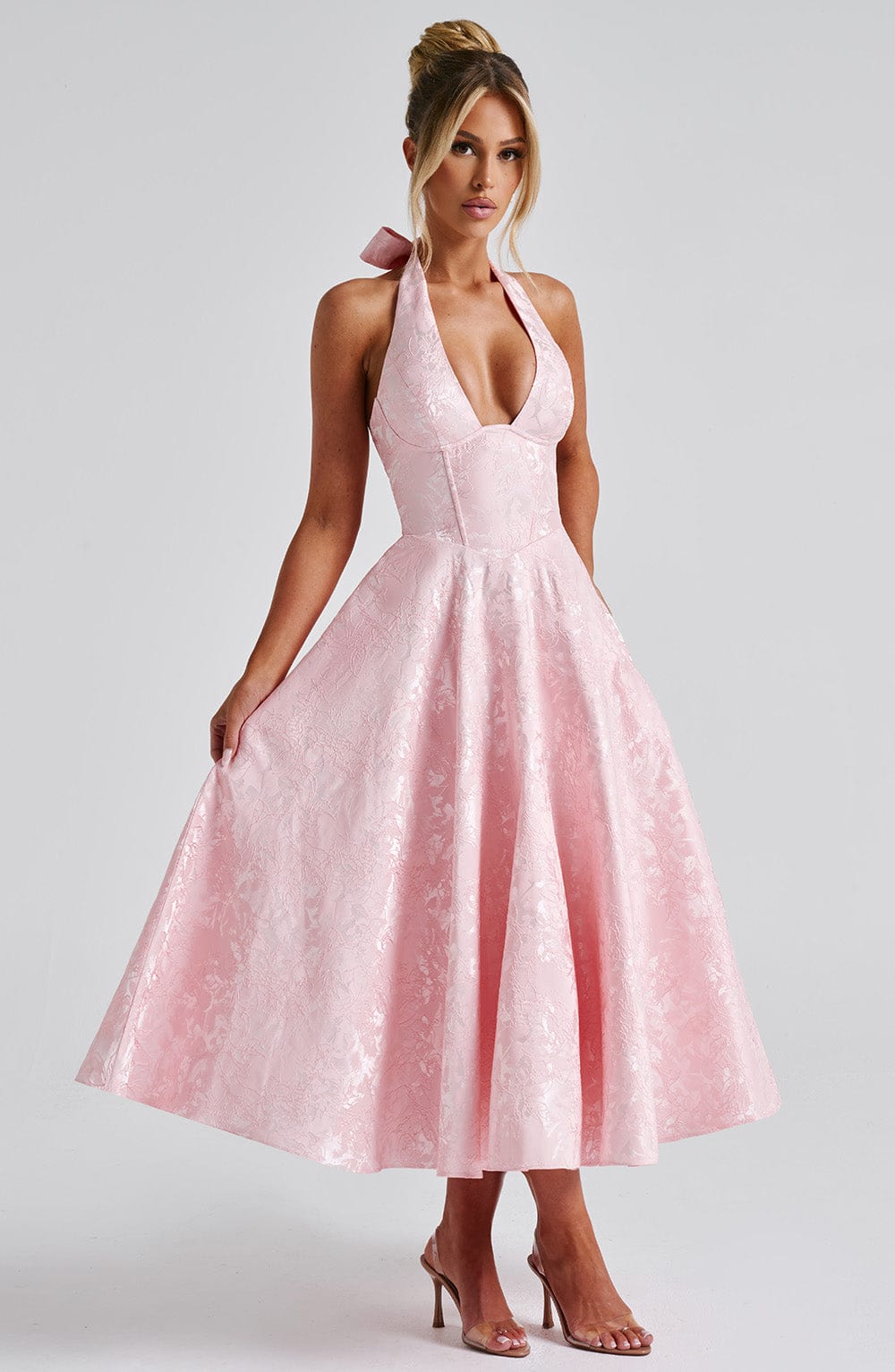 Effie Pembe Midi Elbise