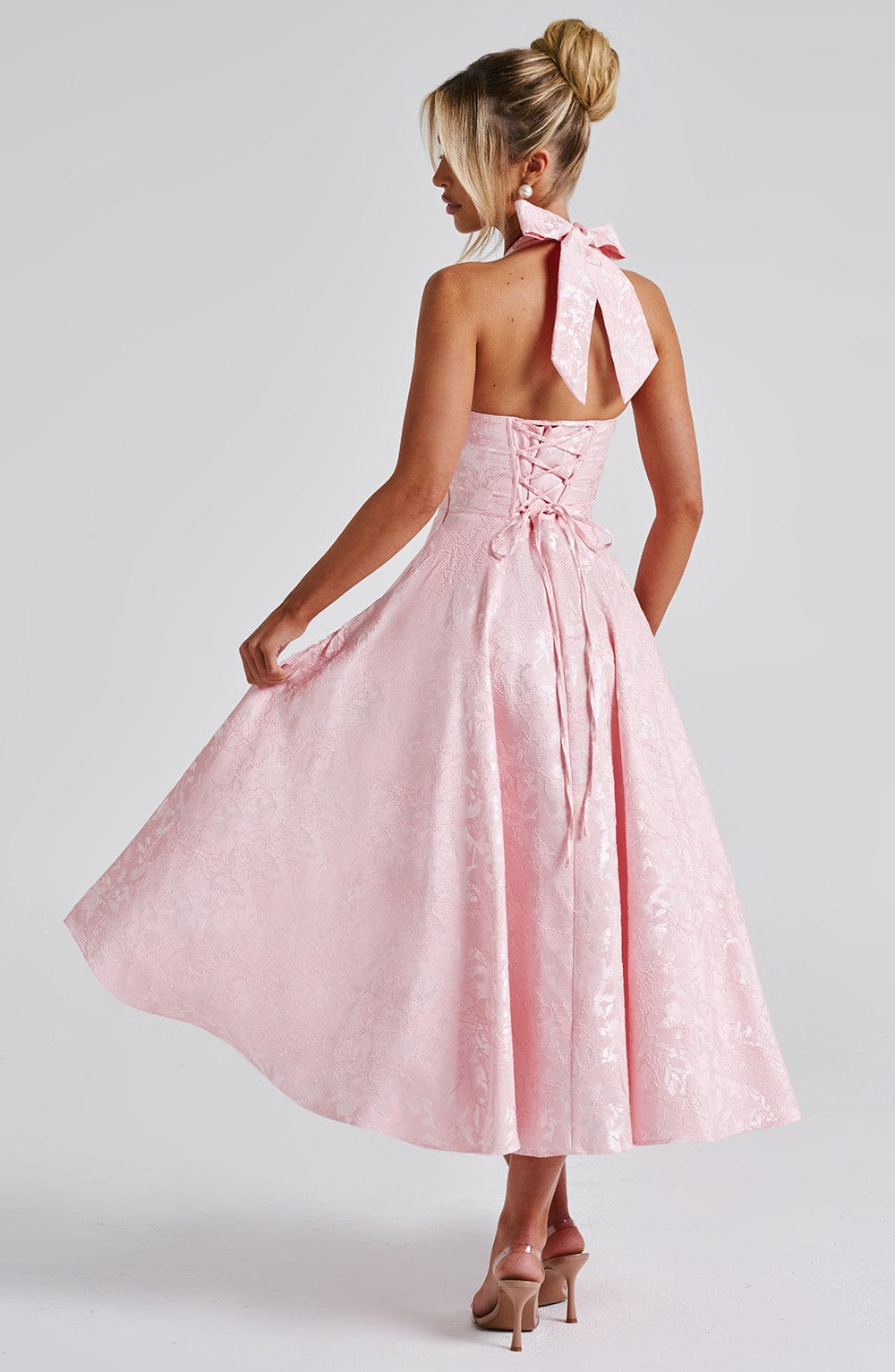 Effie Pembe Midi Elbise