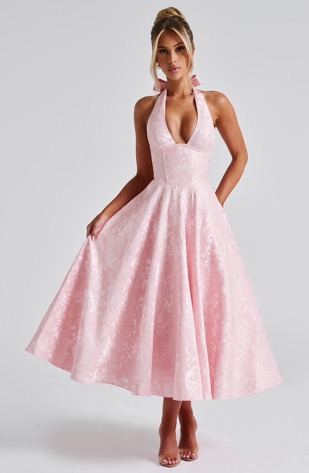 Effie Pembe Midi Elbise