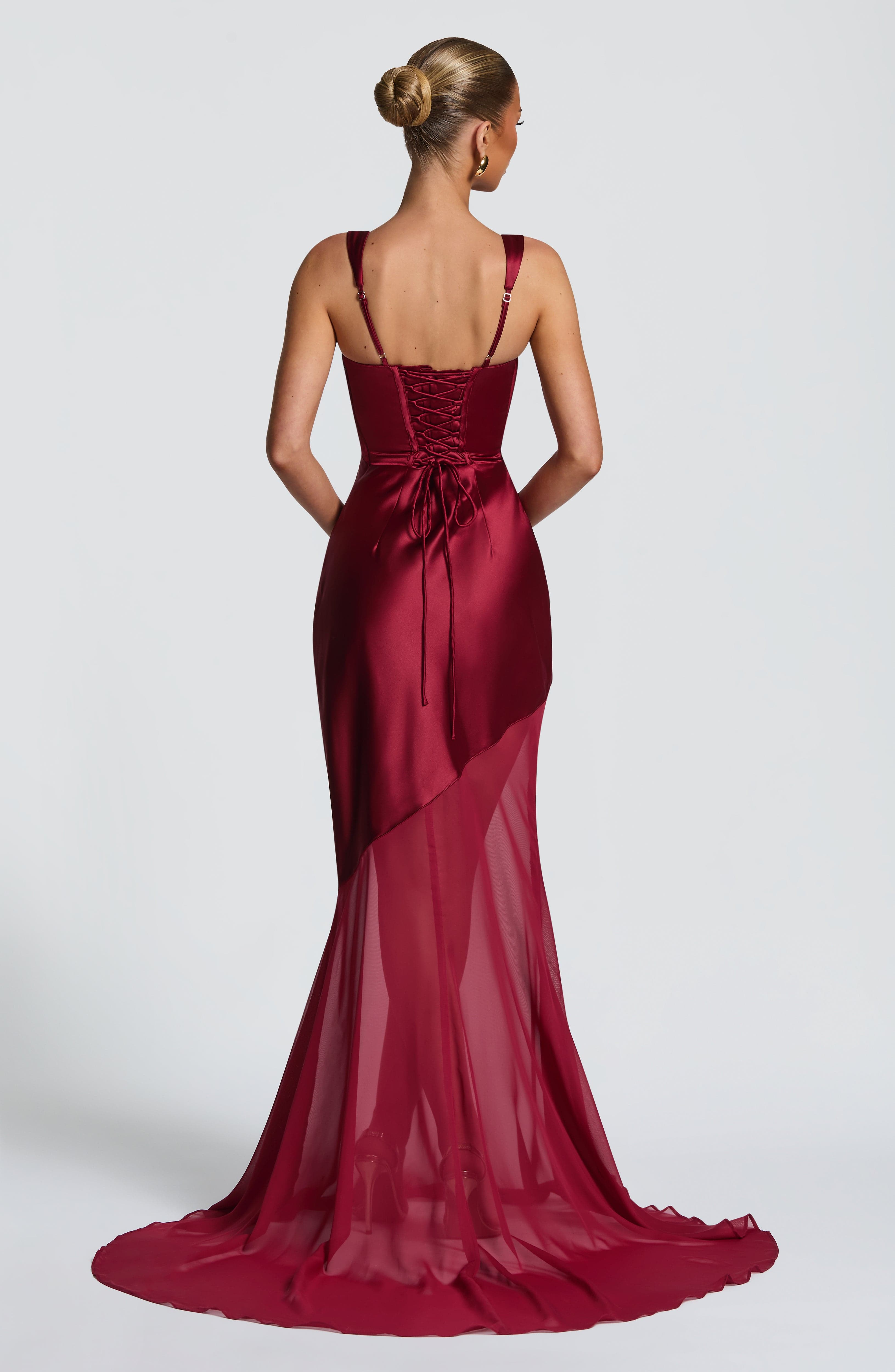 Bordo Eliza Maxi Elbise