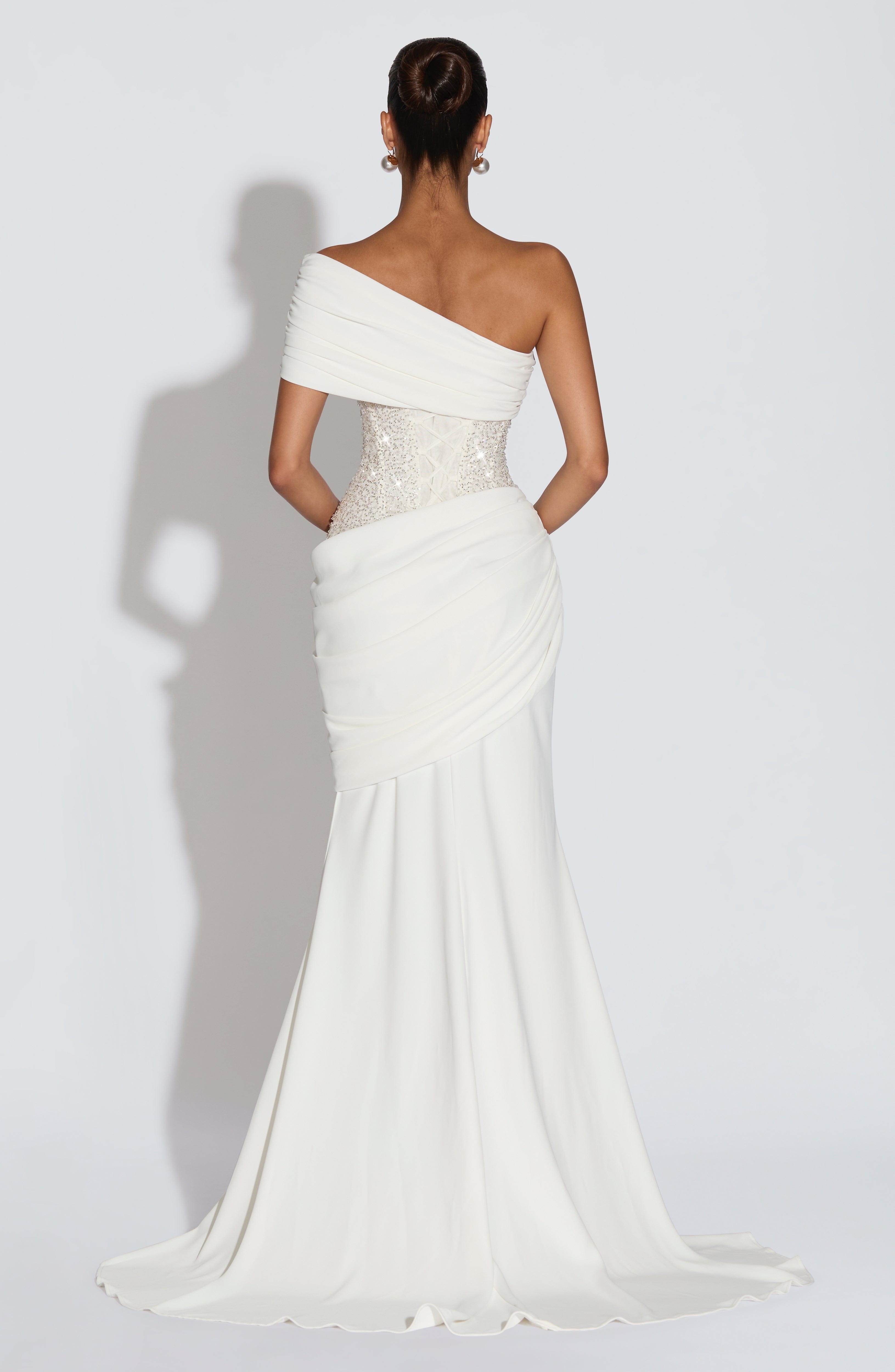 Ellora Ekru Maxi Elbise
