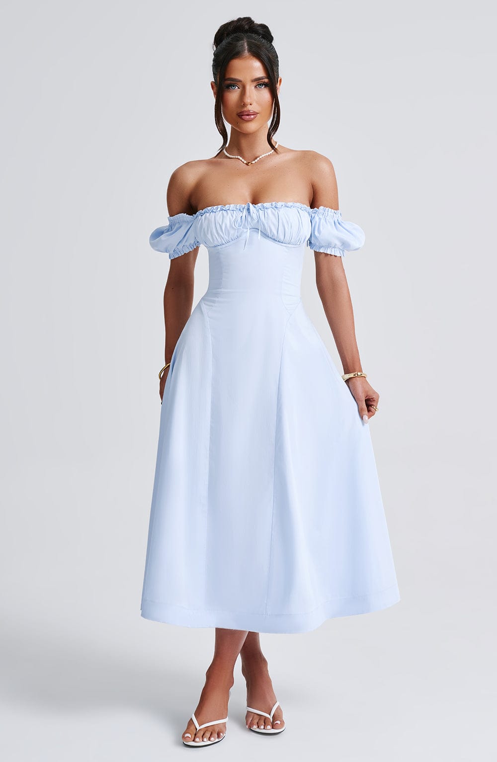 Elora Mavi Midi Elbise