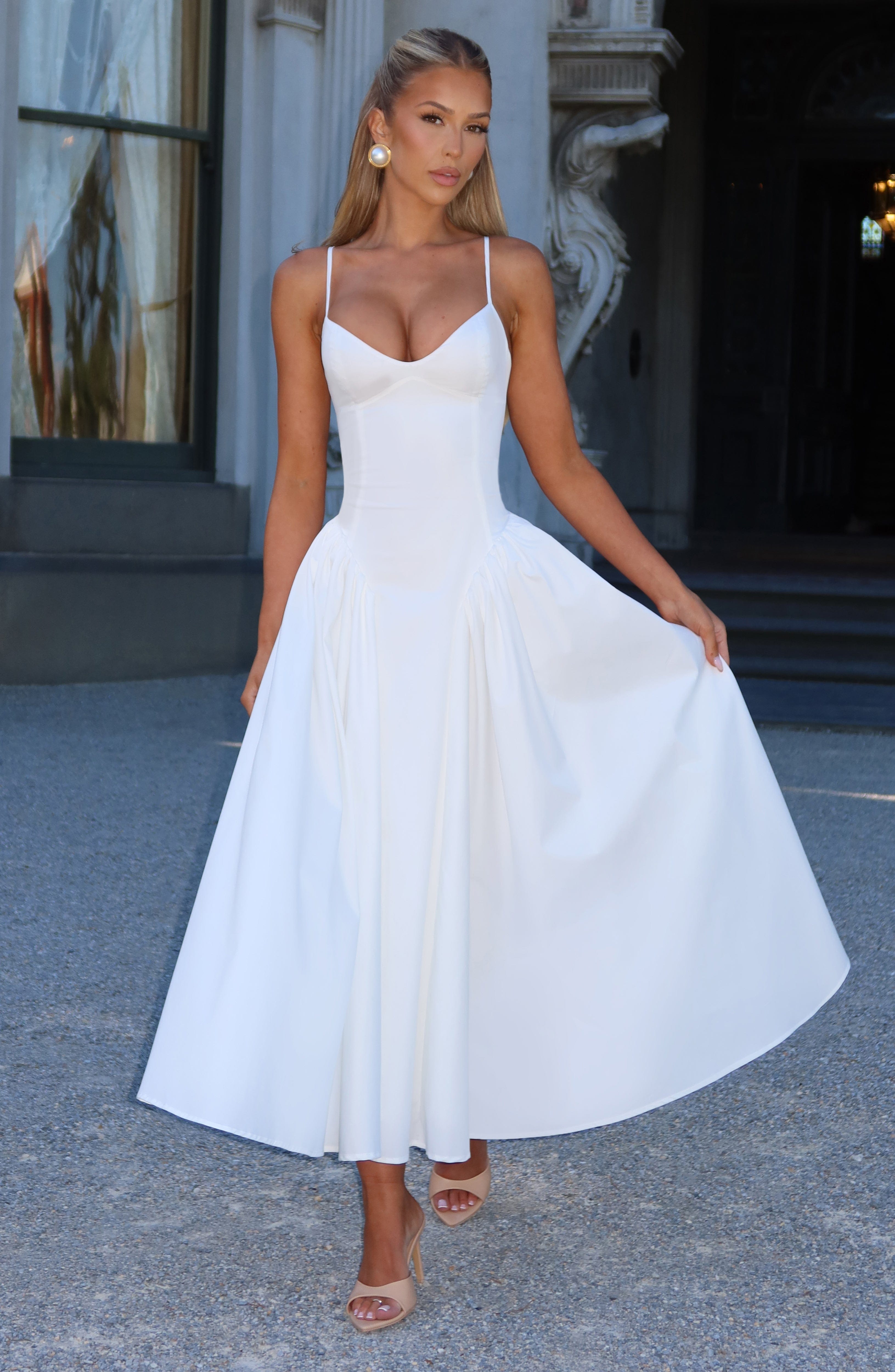 Emerson Midi Krem Elbise