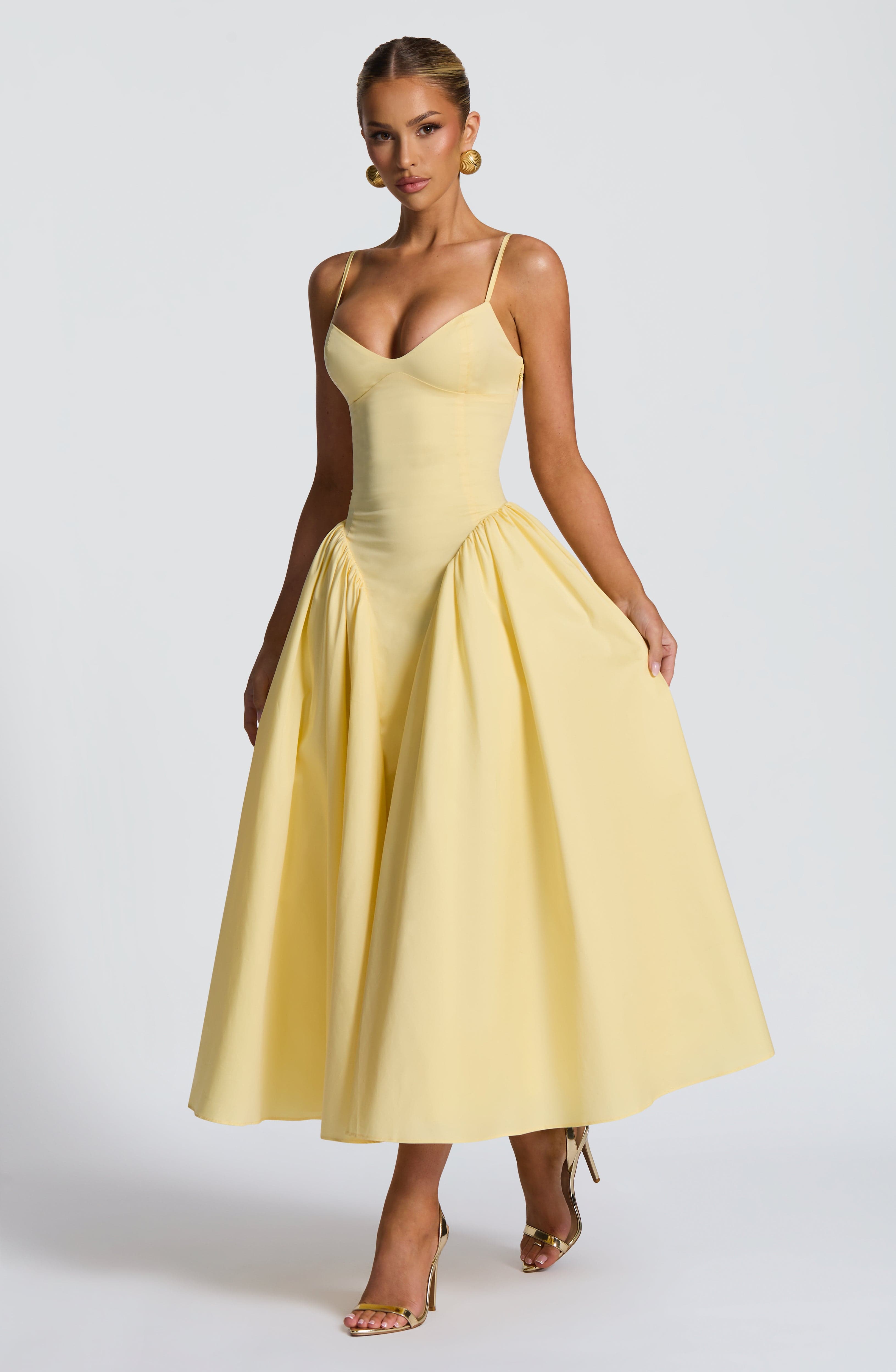 Emerson Midi Elbise – Limon Sarısı