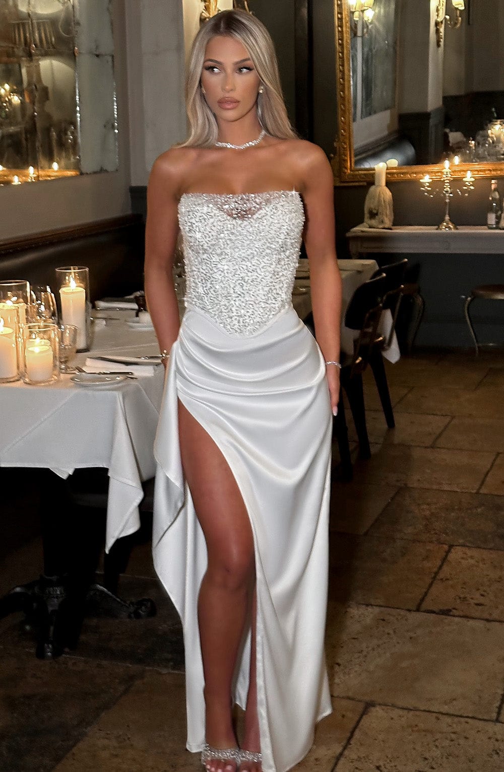 Emrielle Ekru Maxi Elbise