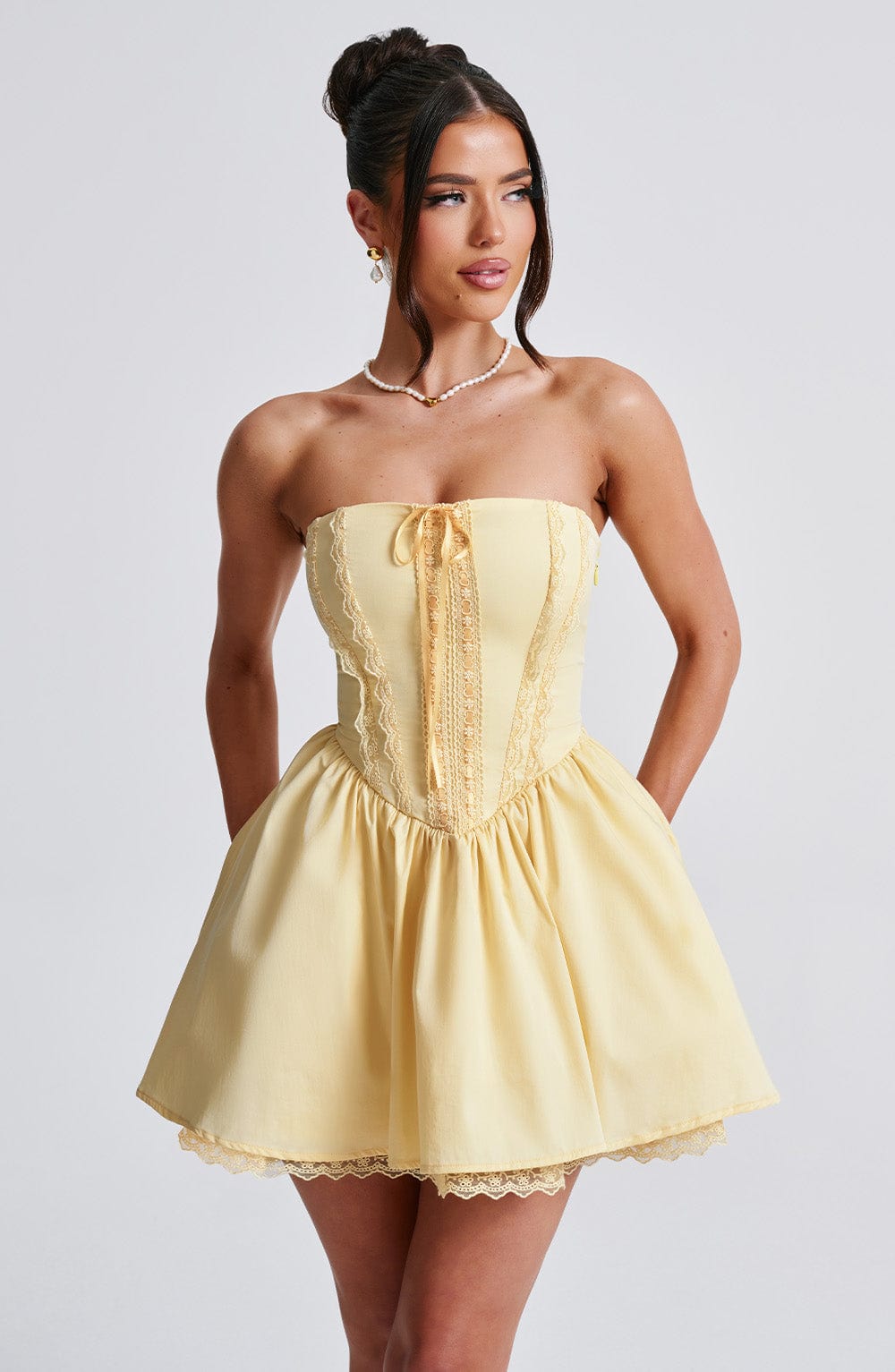 Evie Mini Limon Sarısı Elbise