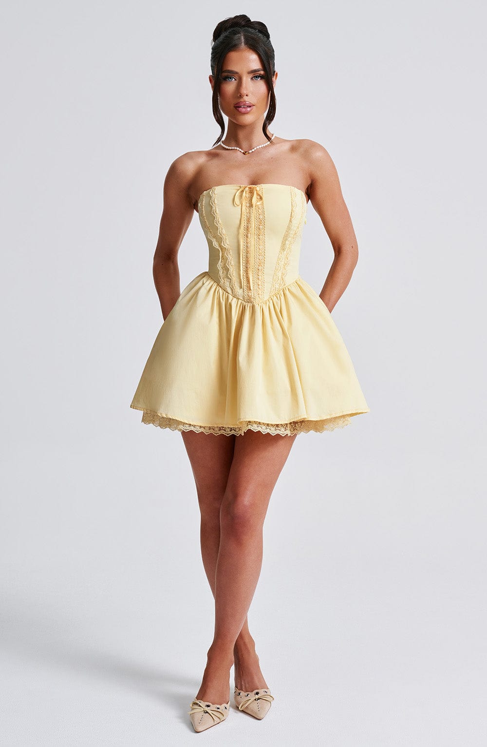 Evie Mini Limon Sarısı Elbise