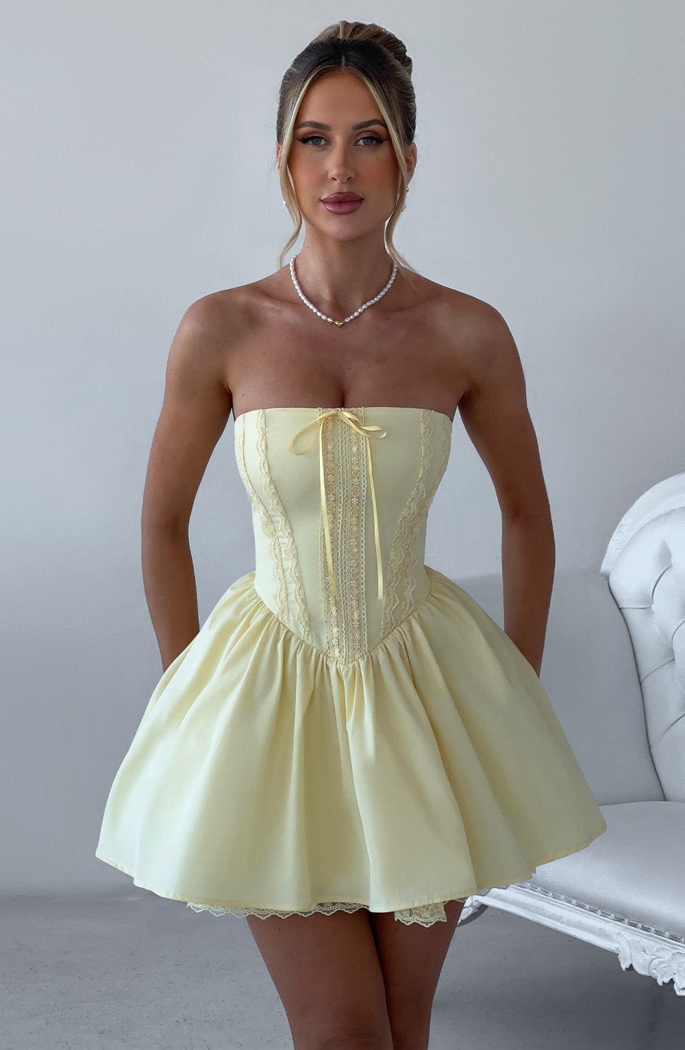 Evie Mini Limon Sarısı Elbise