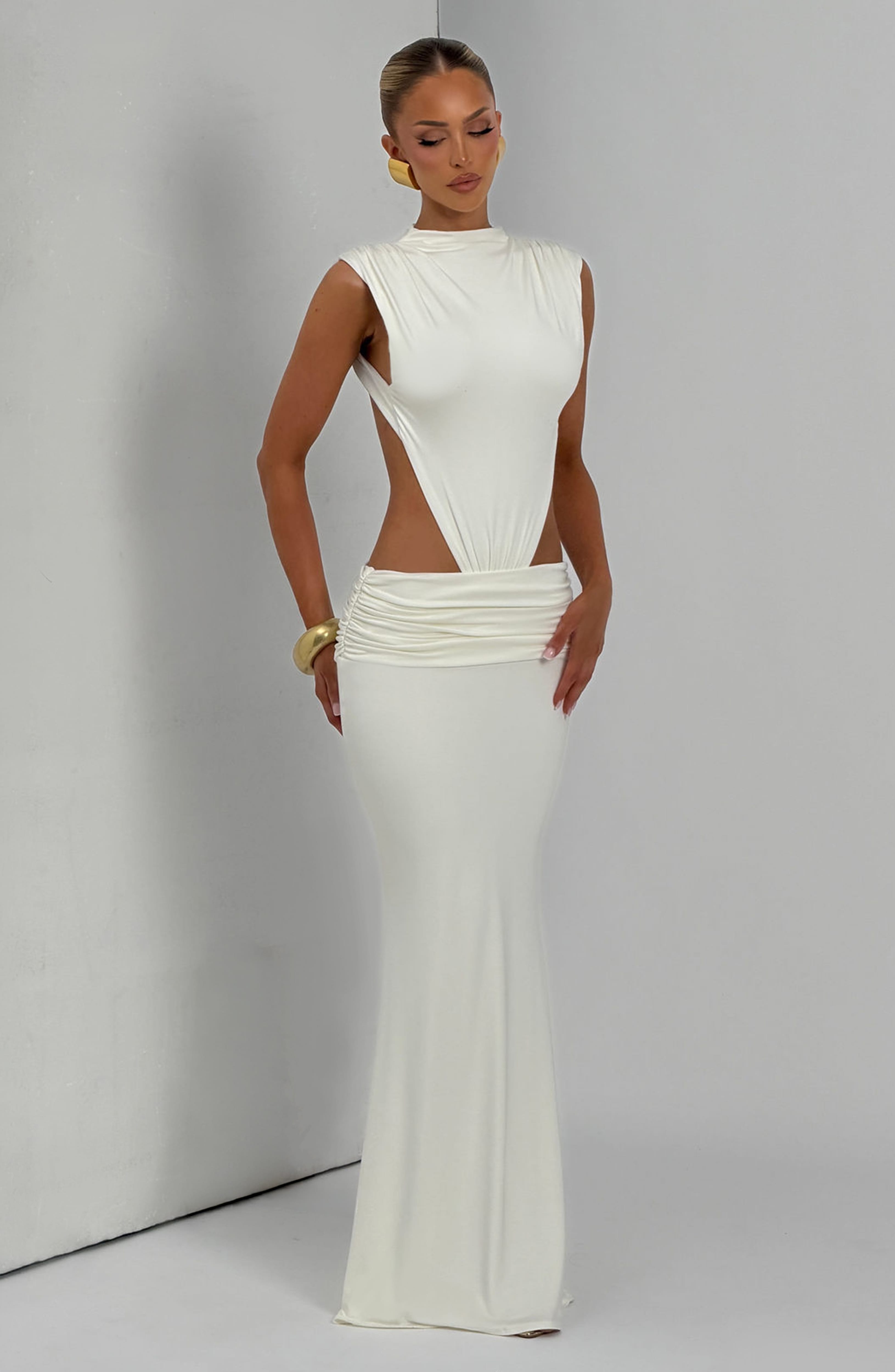 Fenella Maxi Krem Elbise