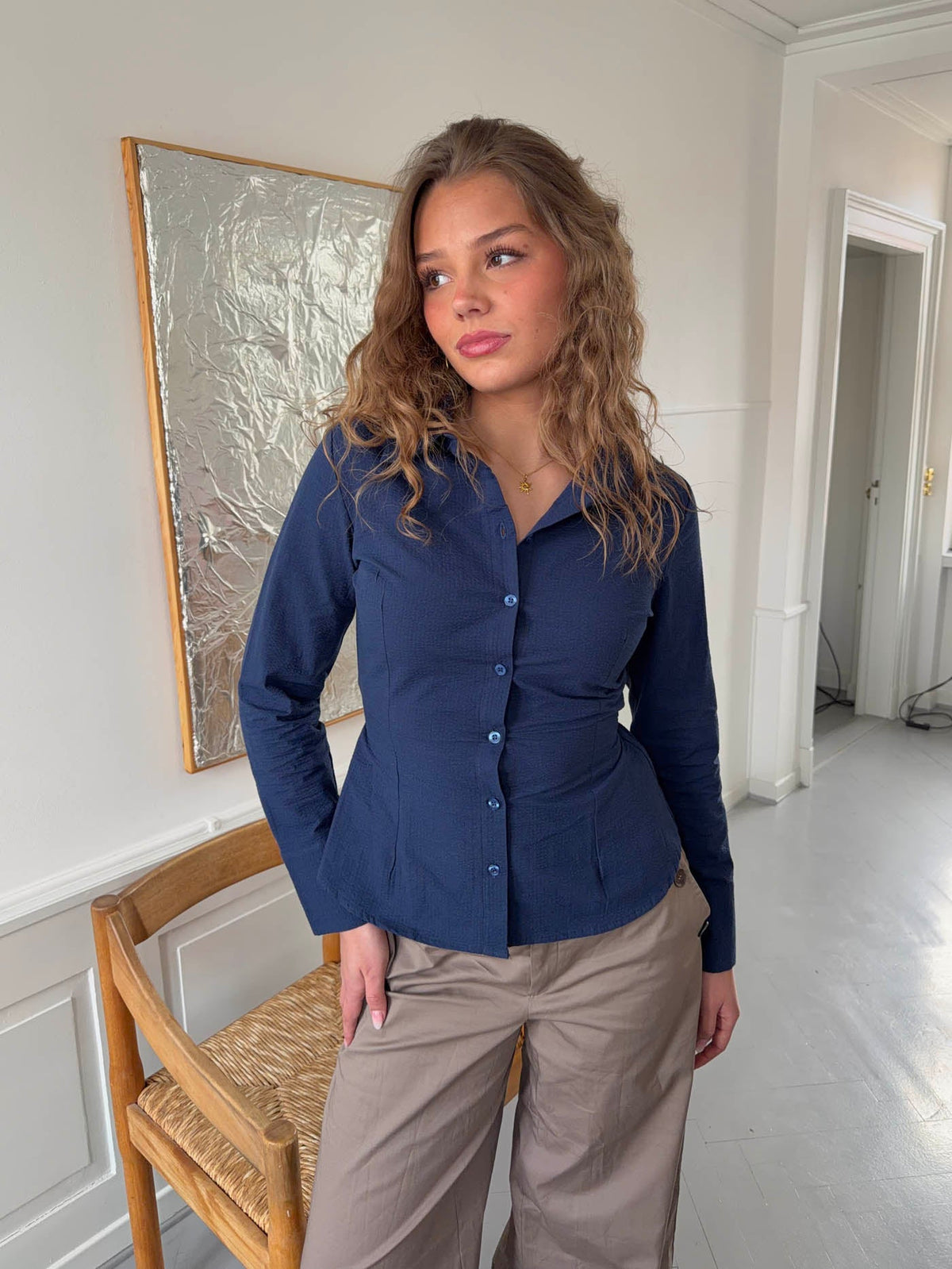 Alberte Slim Fit Lacivert Gömlek