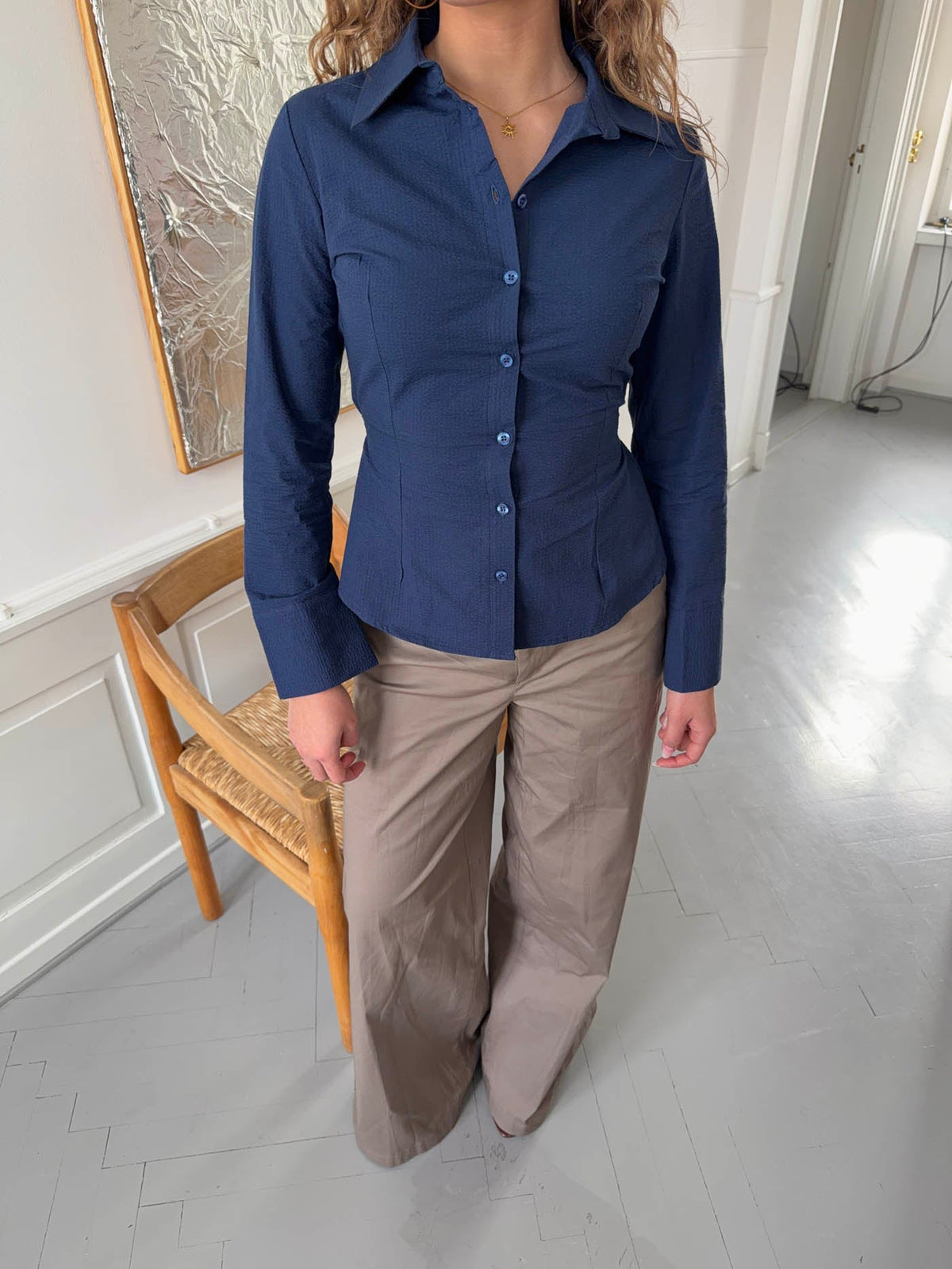 Alberte Slim Fit Lacivert Gömlek