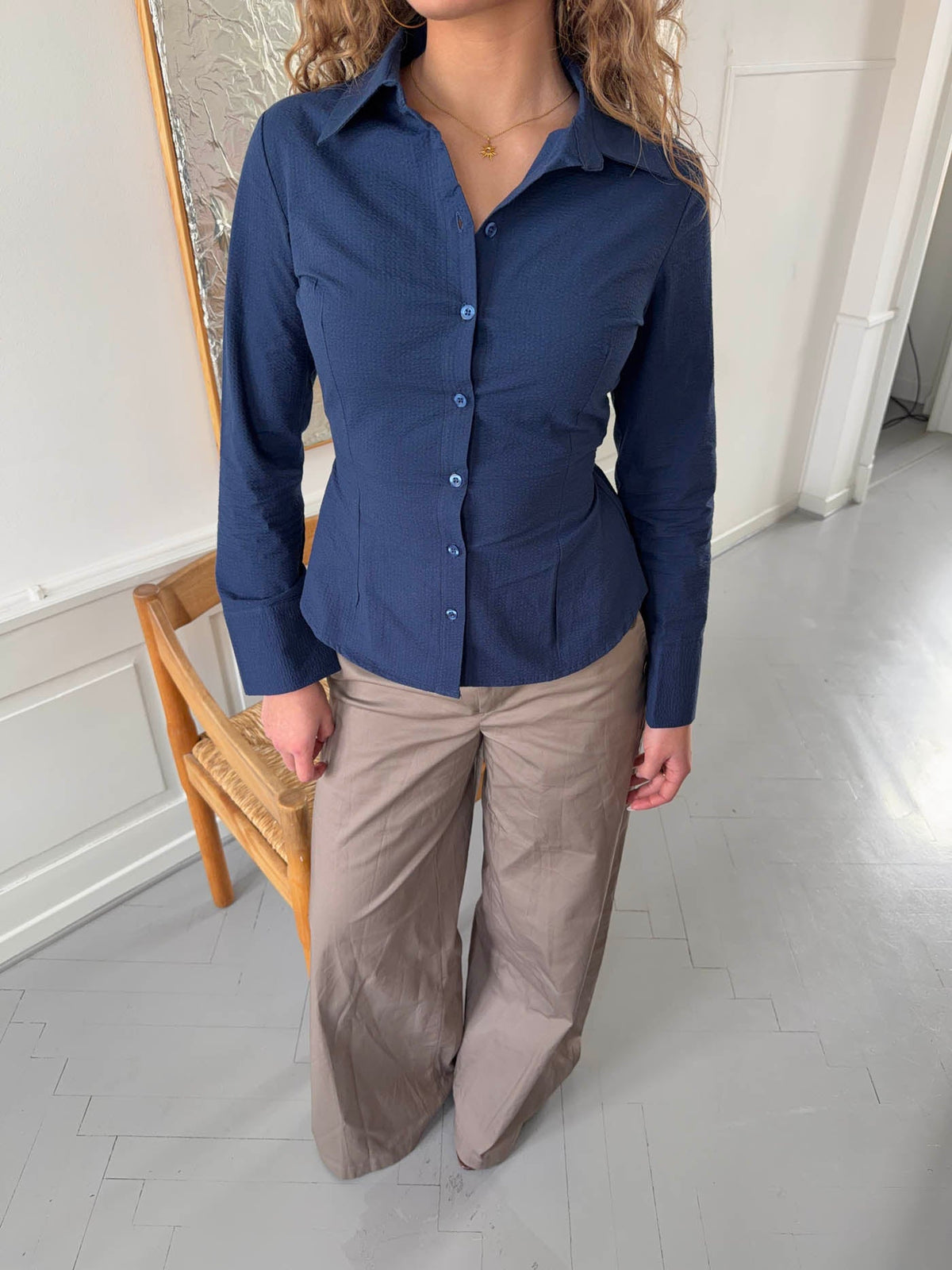 Alberte Slim Fit Lacivert Gömlek