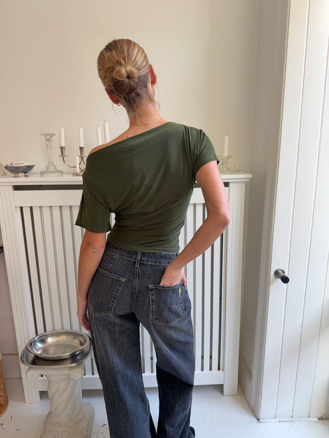 Florine Haki Renk Slim Fit Tişört