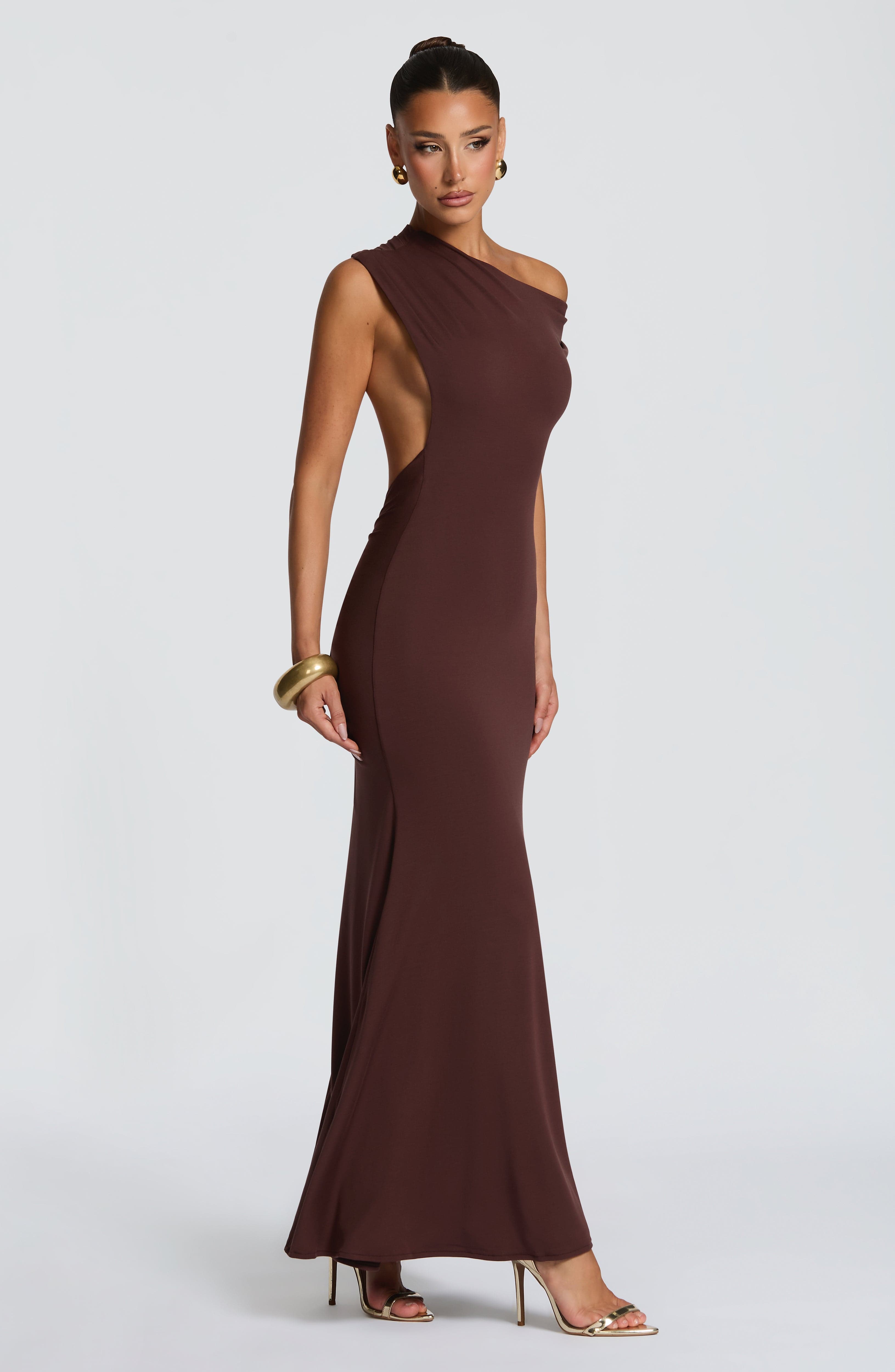 Fiora Maxi Kahverengi Elbise