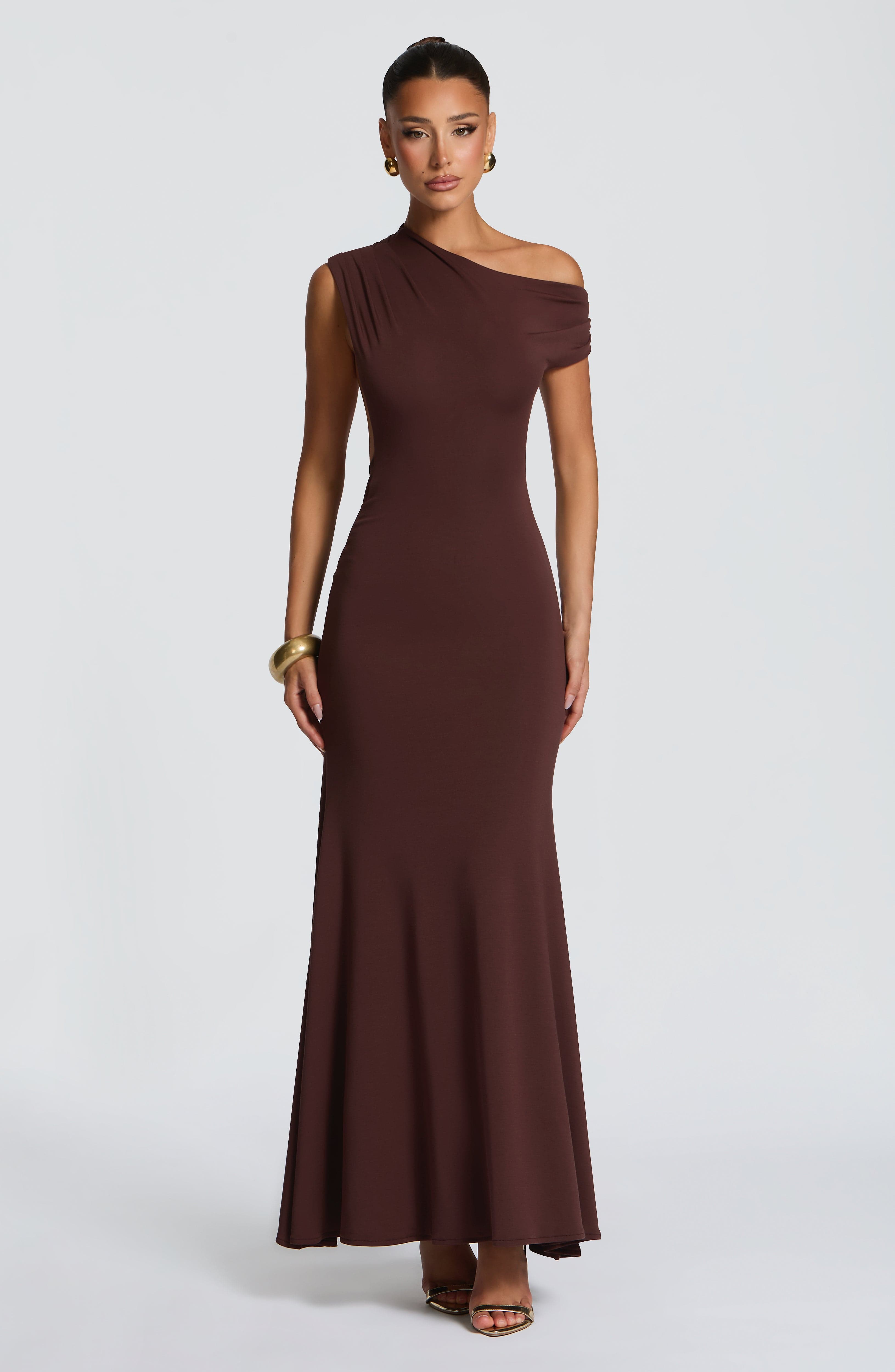 Fiora Maxi Kahverengi Elbise