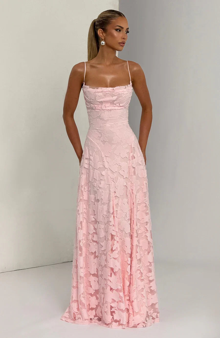 Sofia Aura Maxi Elbise - Pembe