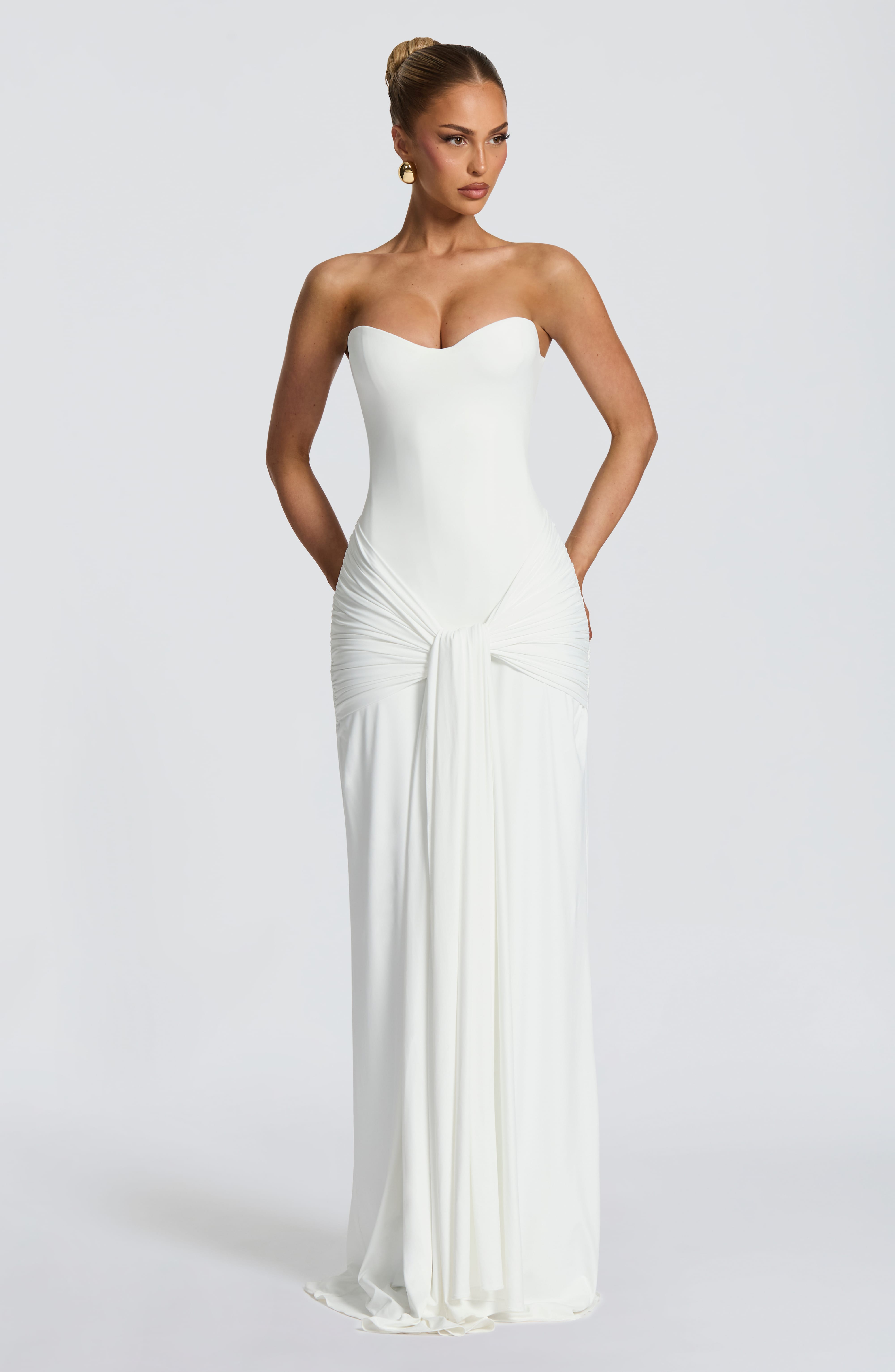 Gia Maxi Ekru Elbise