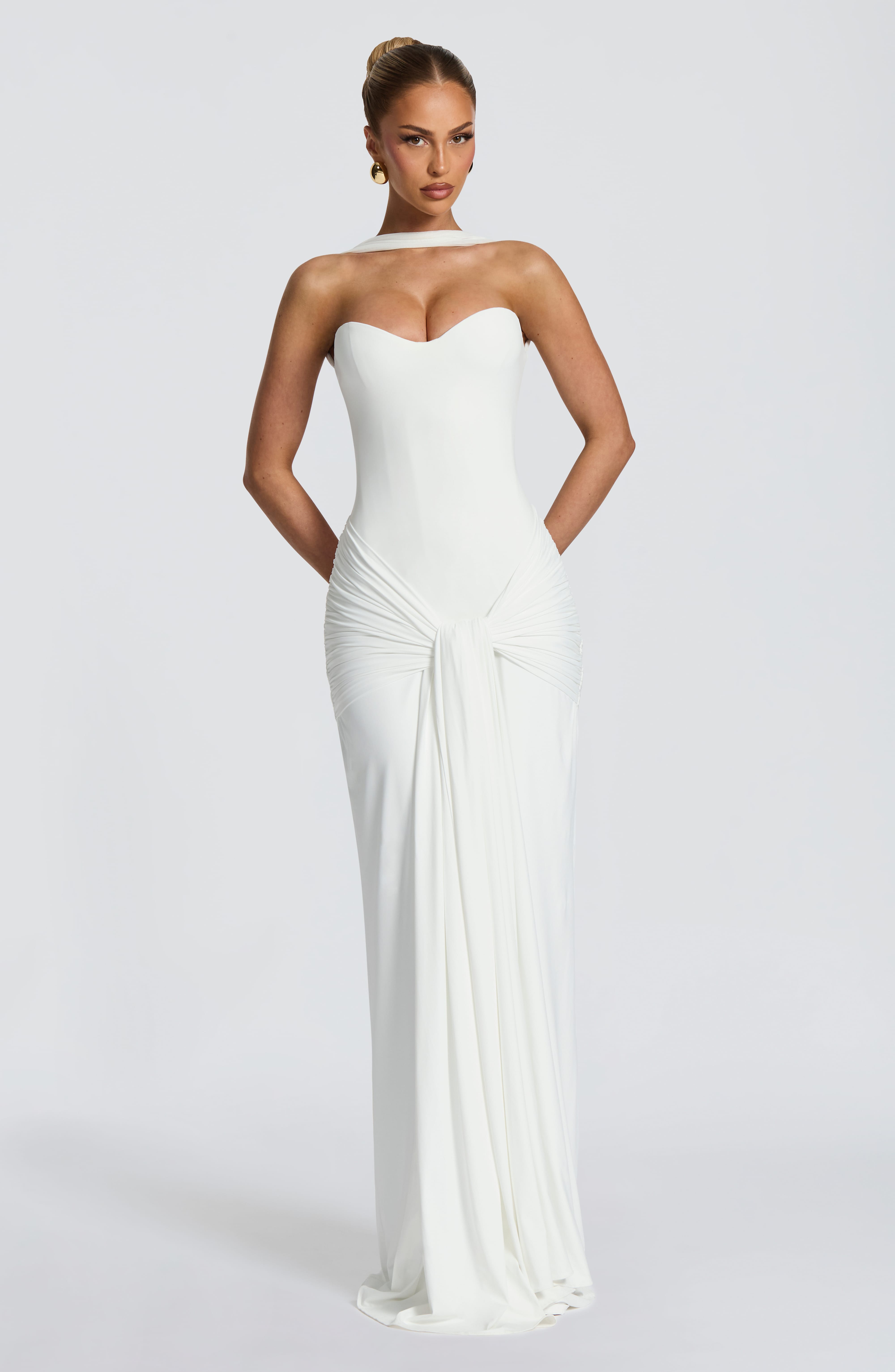 Gia Maxi Ekru Elbise