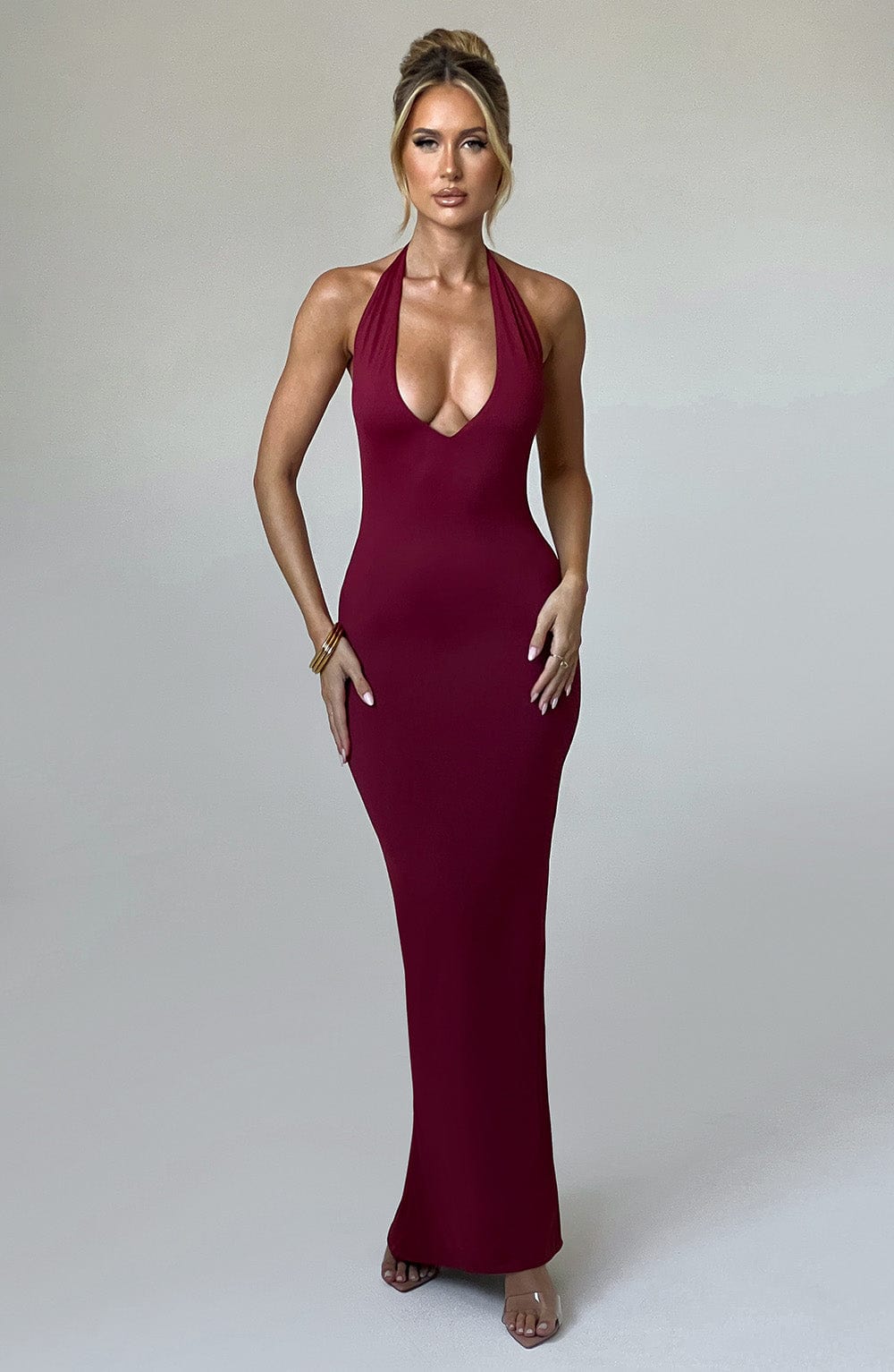 Bordo Harmonia Maxi Elbise