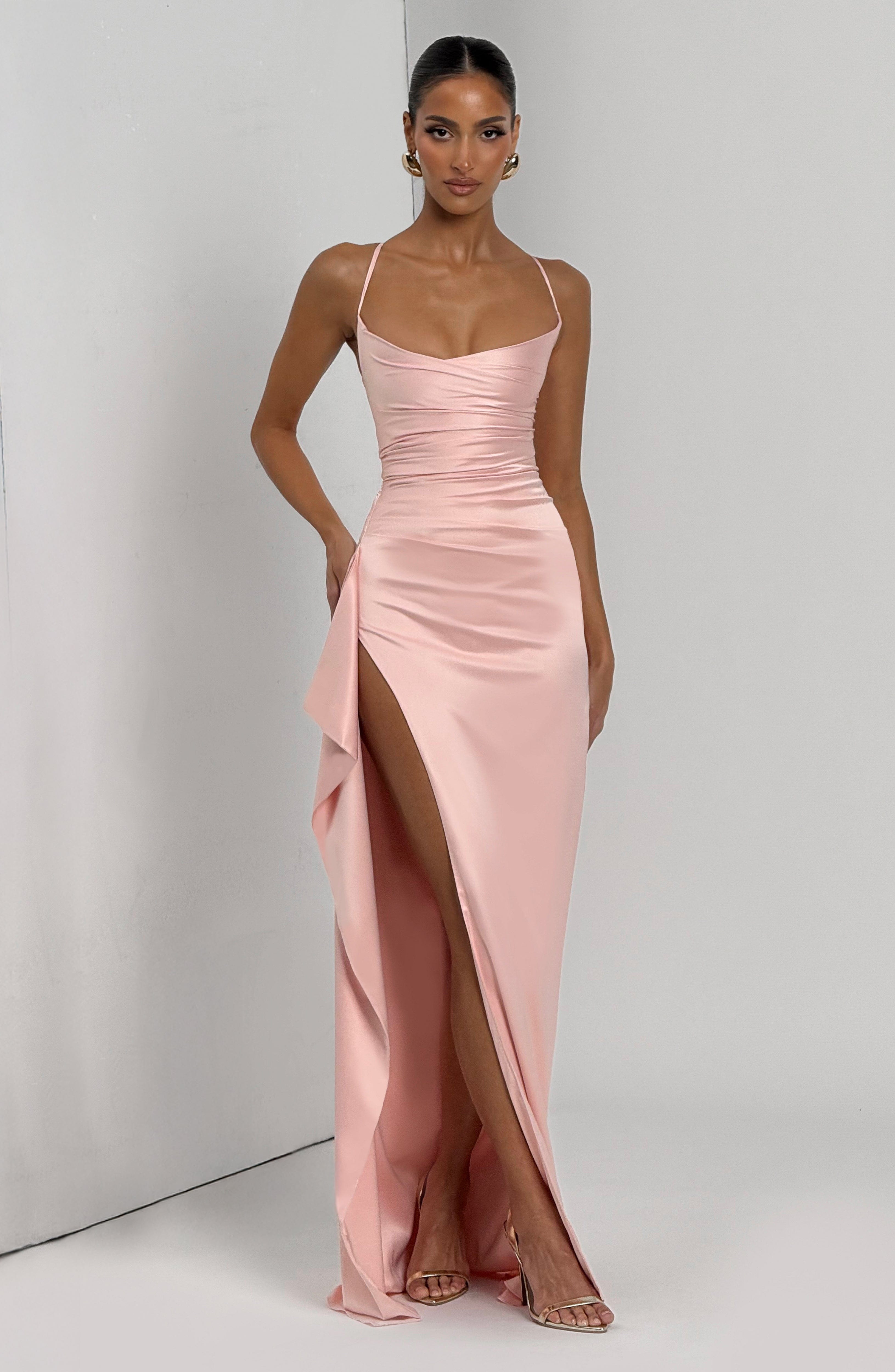 Pembe Helen Maxi Elbise