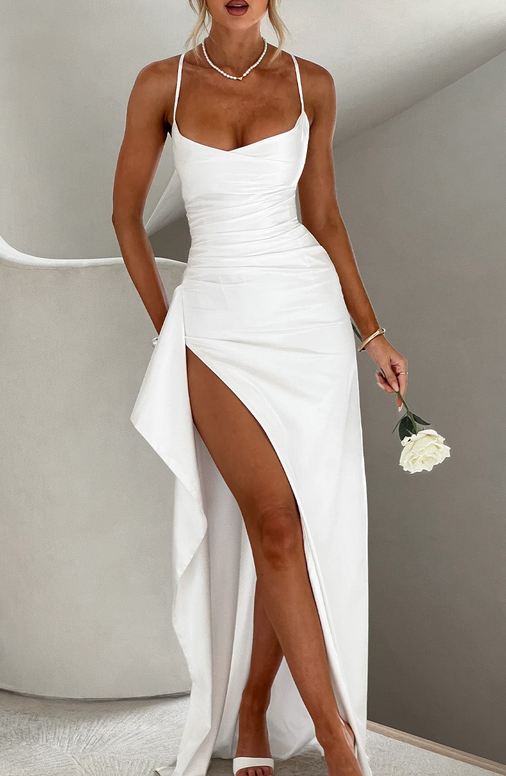 Helen Ekru Maxi Elbise
