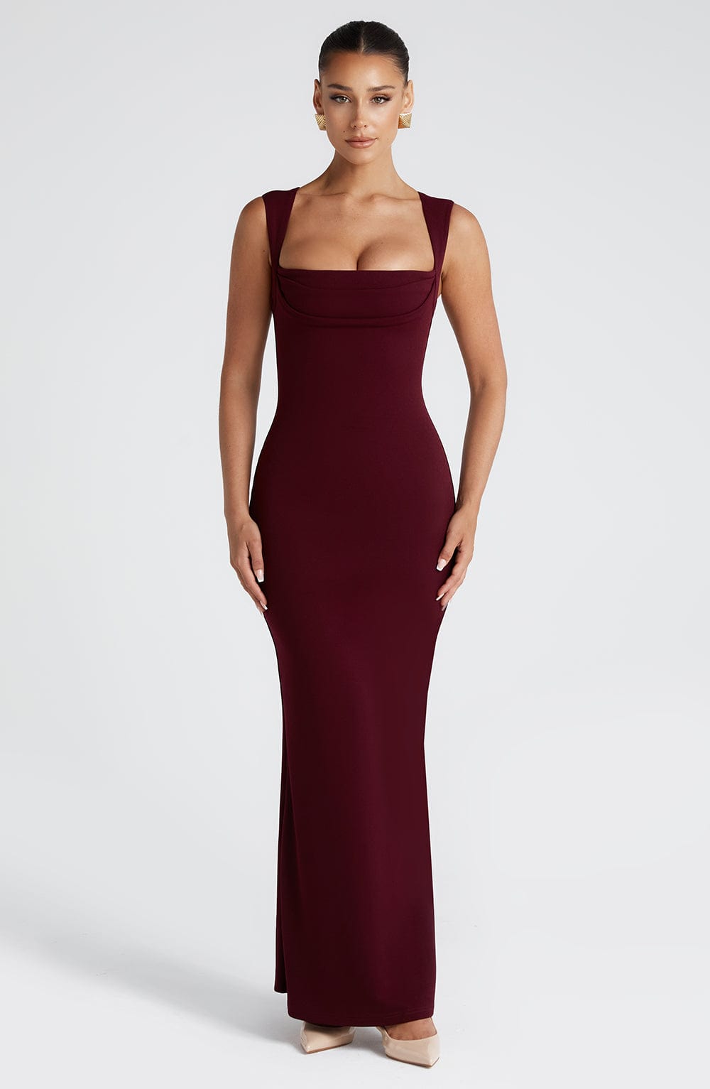 Helena Maxi Elbise - Parlak Kiraz Rengi