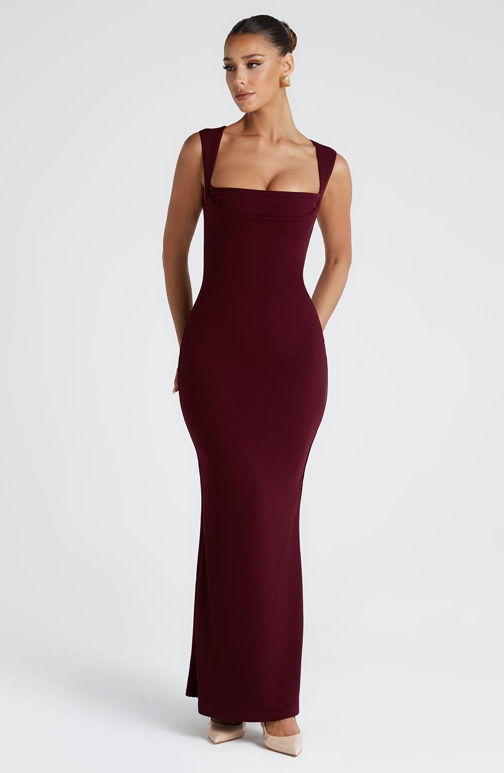 Helena Maxi Elbise - Parlak Kiraz Rengi