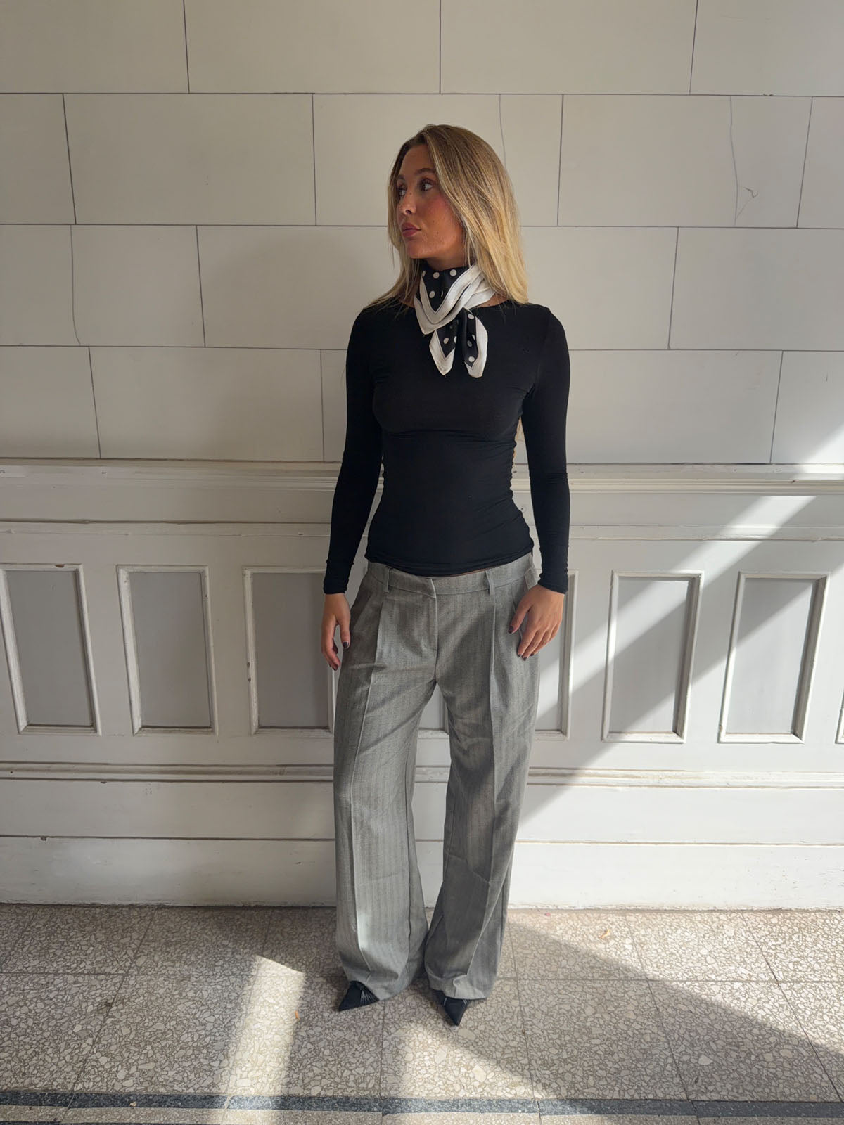 Ellen Yılan Desenli Gri Pantolon