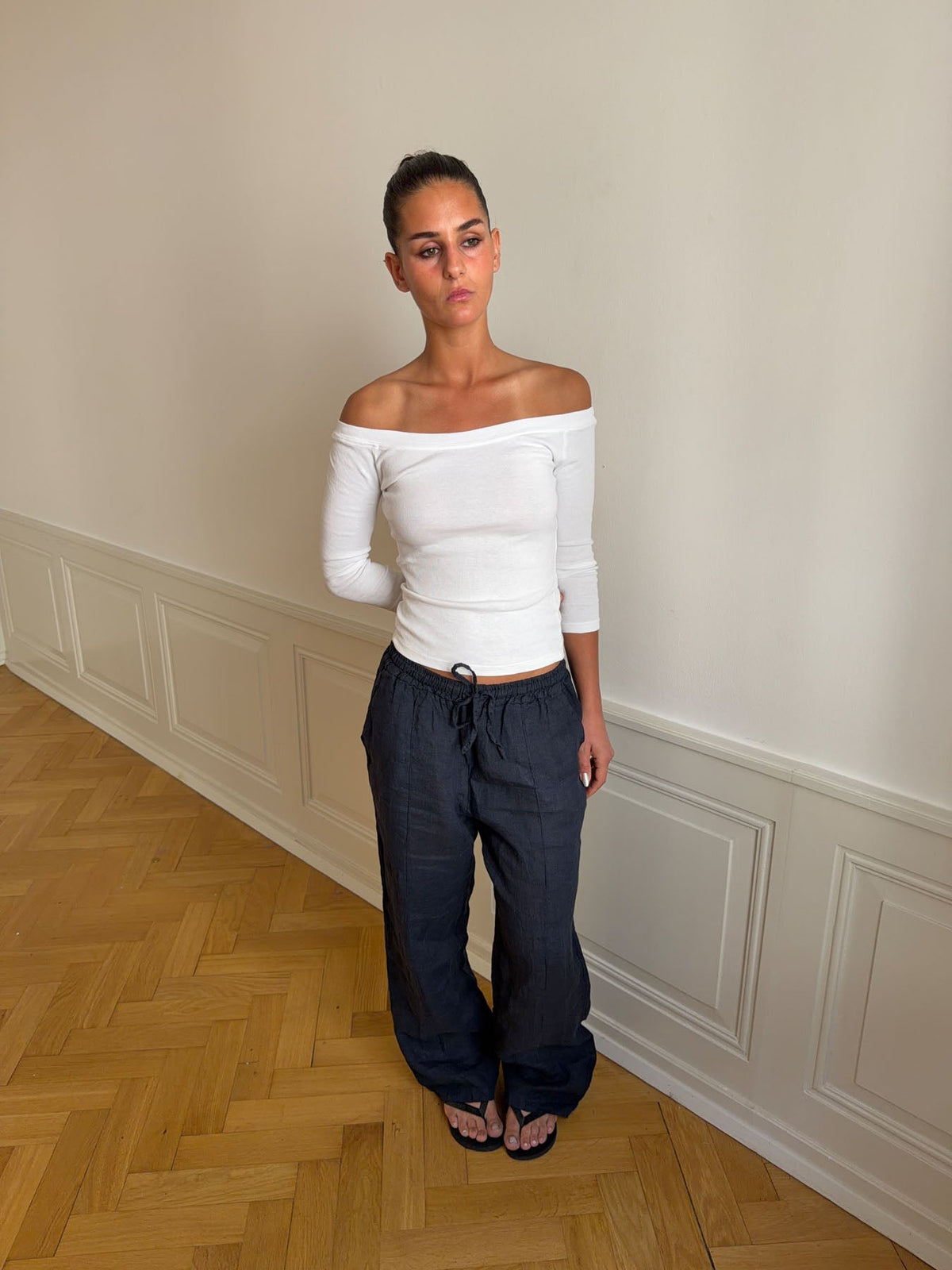 Signe Mavi Keten Pantolon