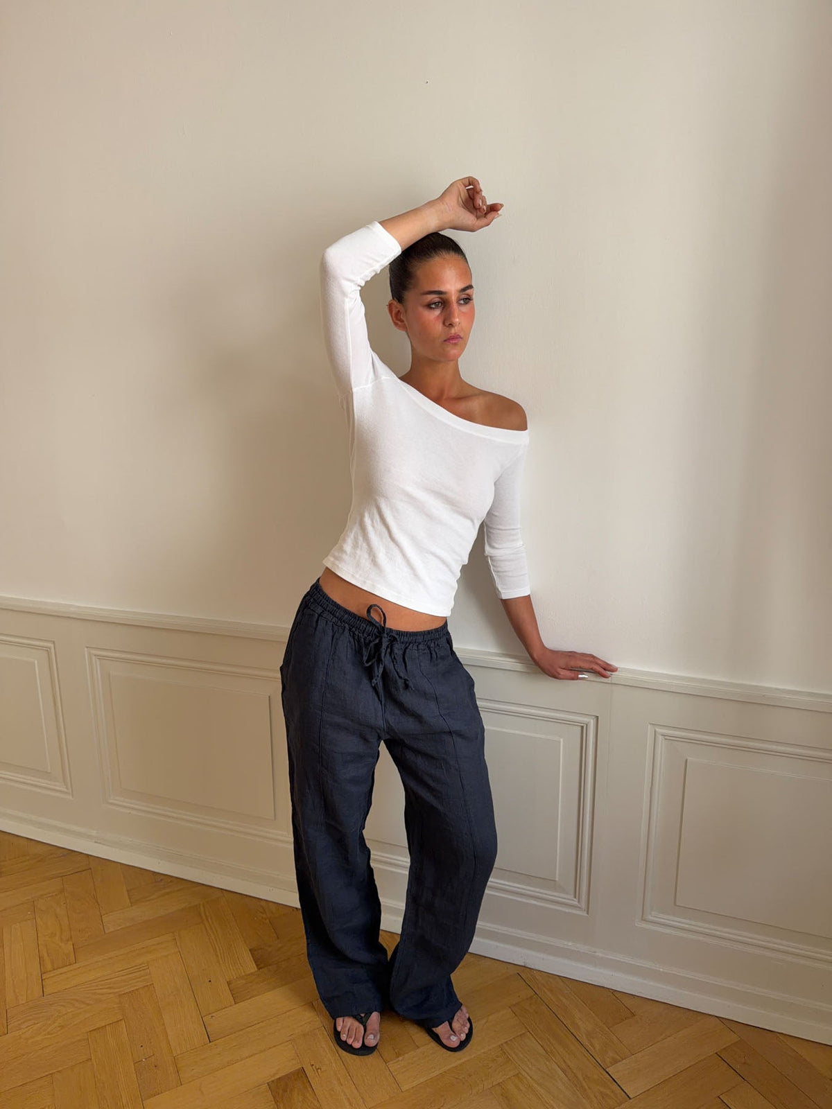 Signe Mavi Keten Pantolon