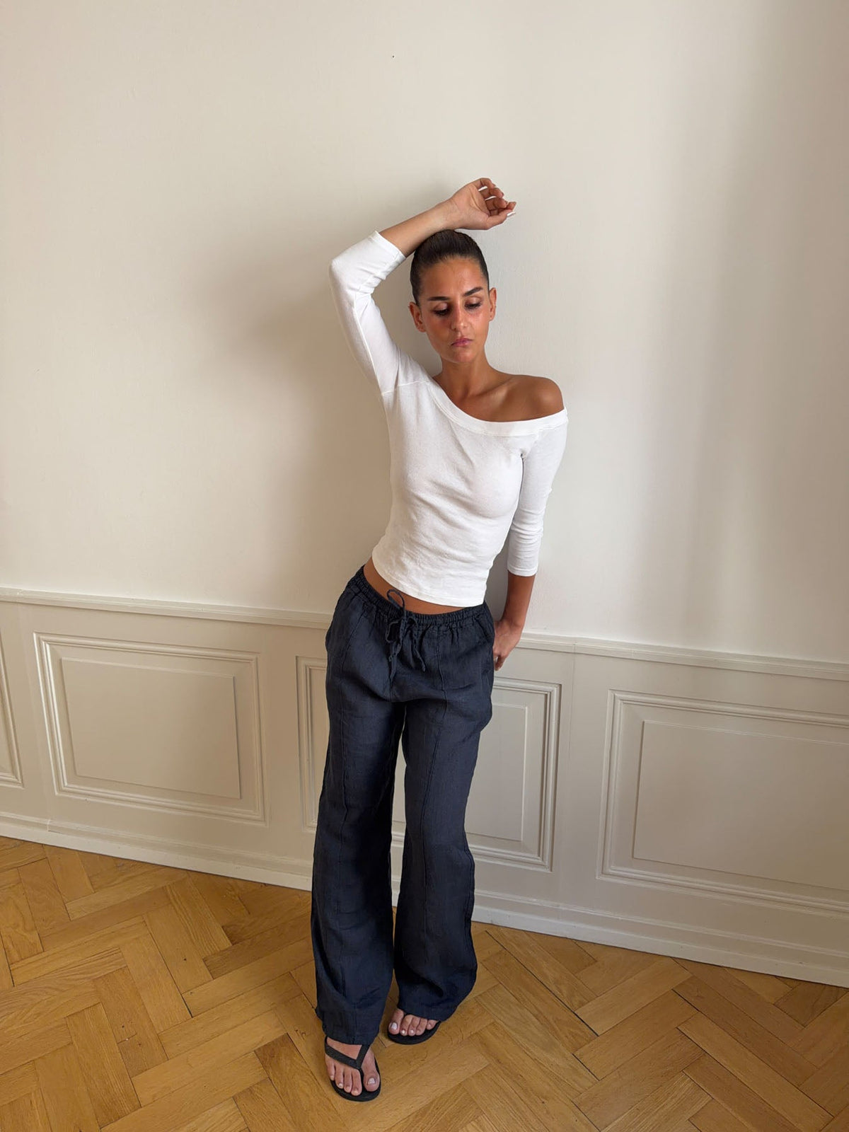 Signe Mavi Keten Pantolon